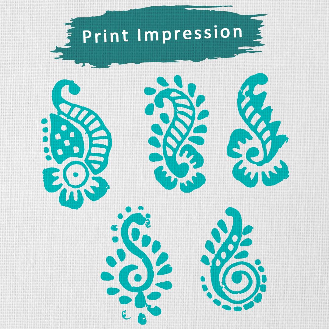 Hashcart Small Wooden Stamp Block Set - 5 Handmade Printing Stamps for Saree Borders, Dresses, Craft Cards, Scrapbooking & Clay Pottery | DIY Art Projects, Fabric Printing & Home Decor