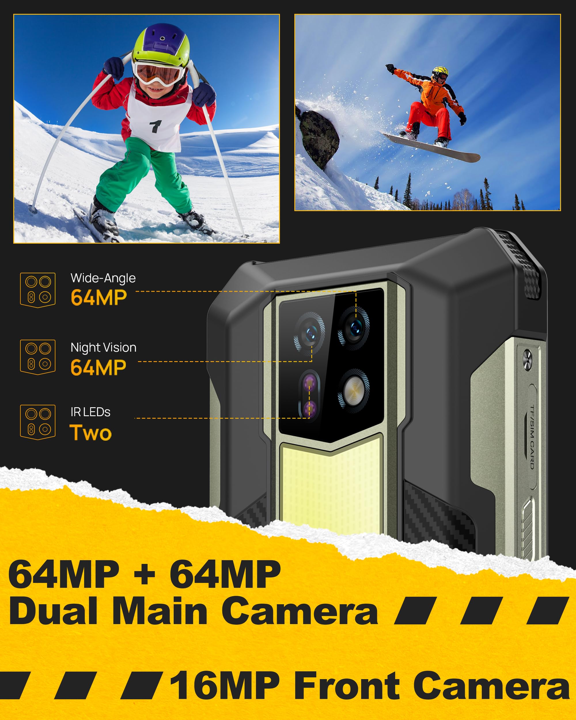 Ulefone Armor 24 Rugged Smartphone - Android 14, 22000mAh Battery, 1000Lumens Camp Light, 24+256GB Storage, 64MP Dual Cameras, 6.78” Display, NFC/GPS/Face Unlock, 4G LTE Unlocked - Perfect for Outdoor Adventures, Camping & Extreme Conditions