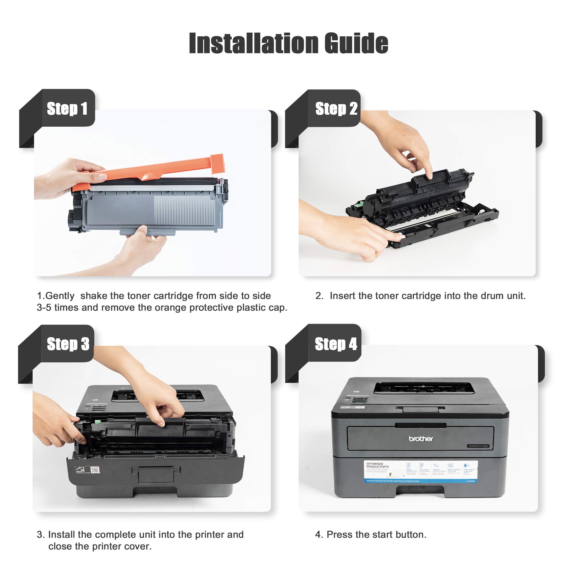 High Yield TN580 TN650 TN620 Compatible Toner Cartridge Replacement - 2 Pack Black Laser Printer Toner for Brother HL-L2350DW, HL-L2370DW - Perfect for Home Office & Small Business Printing Needs