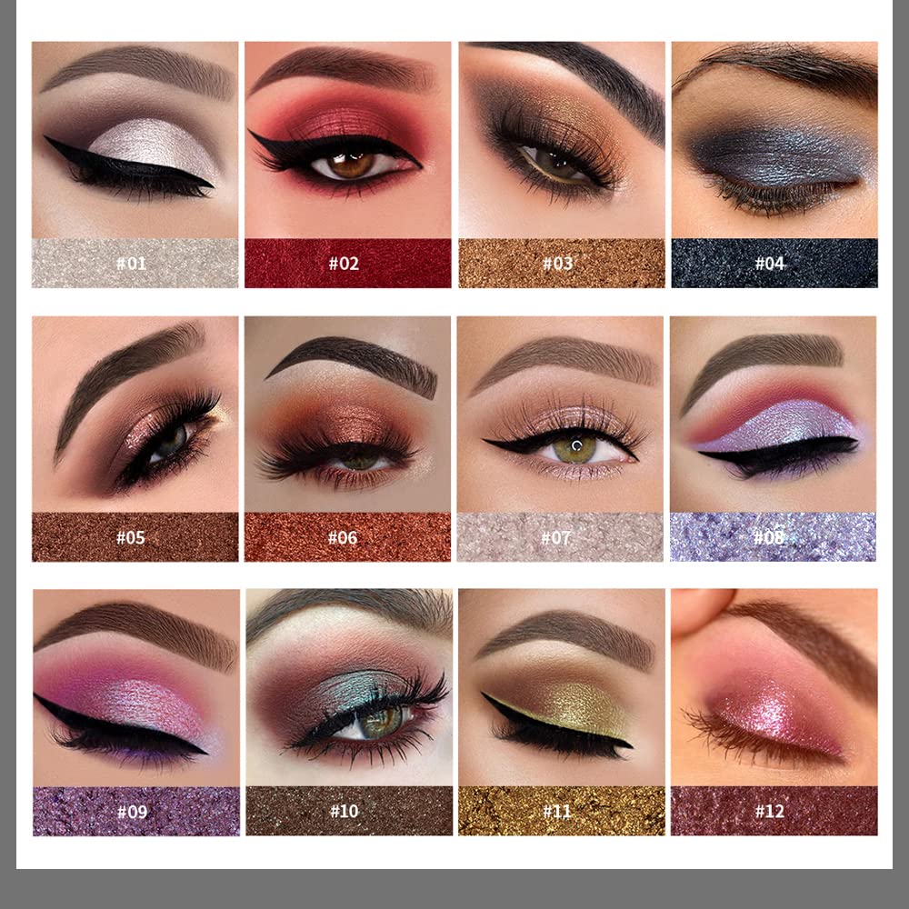 12-Color Glitter Eyeshadow Palette - Highly Pigmented, Long Lasting for Party & Night Out Makeup