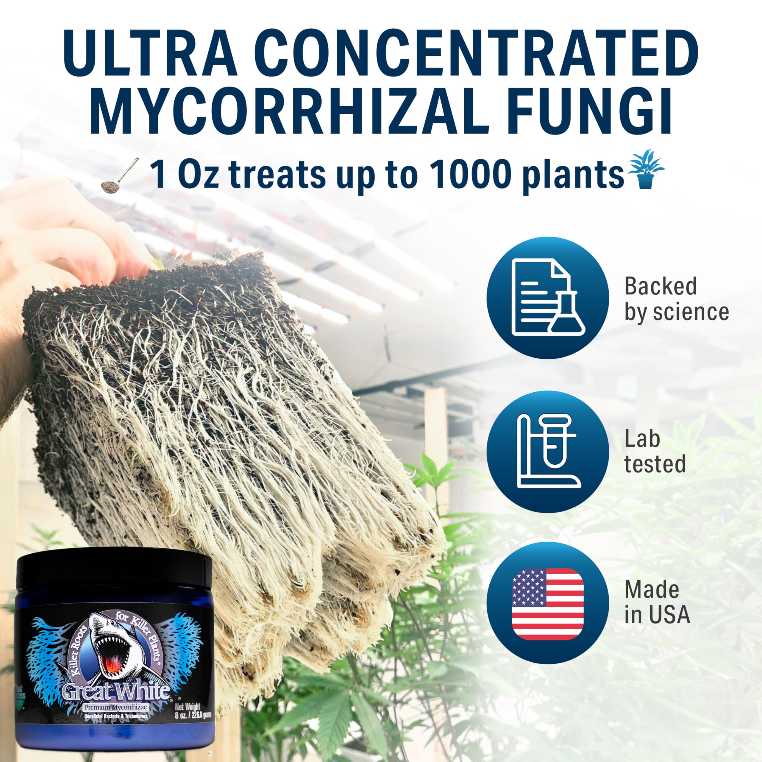 Premium Mycorrhizal Fungi & Beneficial Bacteria - 4 oz & 8 oz Concentrated Root Stimulator for Plants | 3-in-1 Organic Plant Growth Booster | Ideal for Indoor Houseplants, Vegetable Gardens & Hydroponics