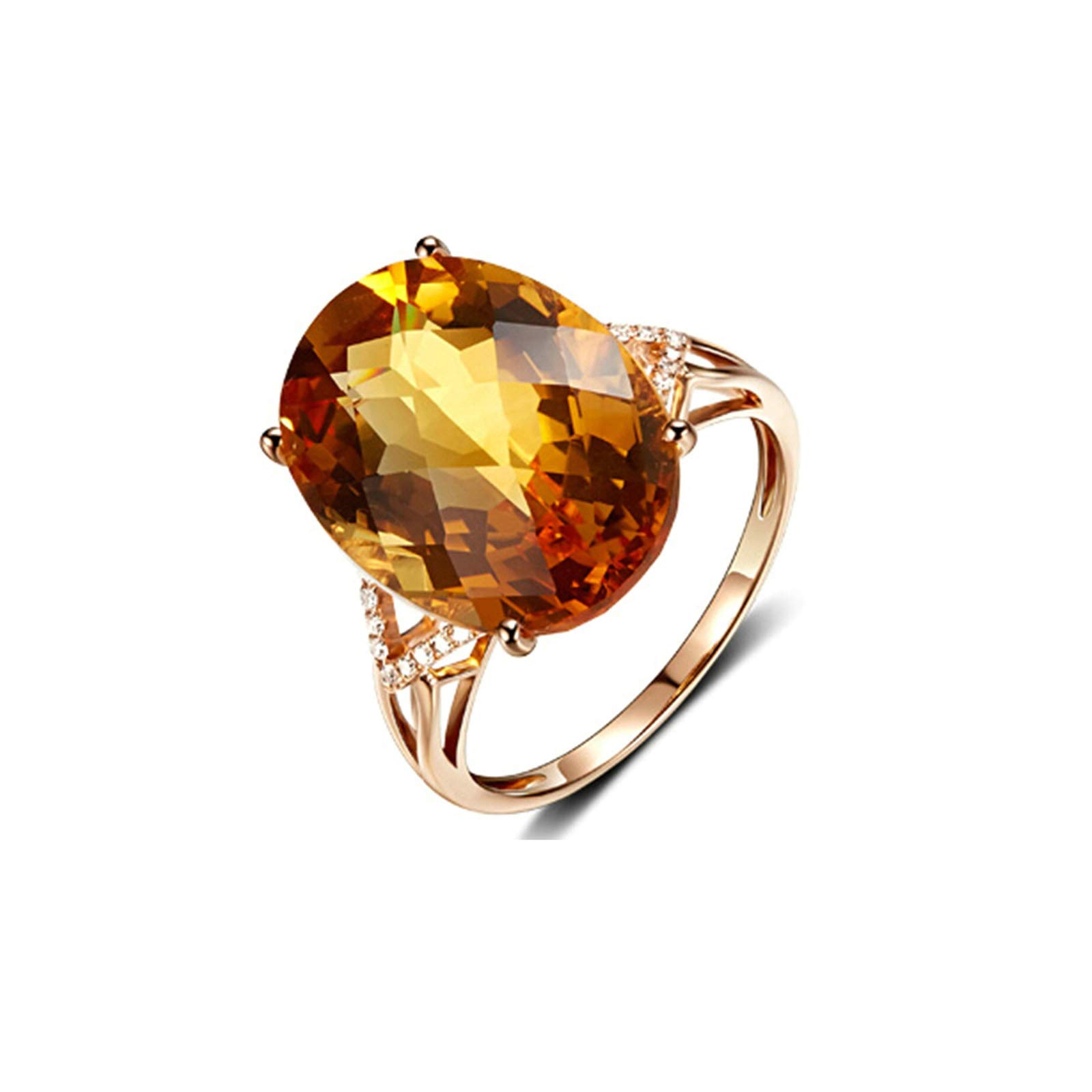 18K Rose Gold Engagement Ring for Women - 9ct Oval Citrine Wedding Band, Dainty & Elegant Jewelry Gift for Her - Perfect for Proposals, Anniversaries & Special Occasions