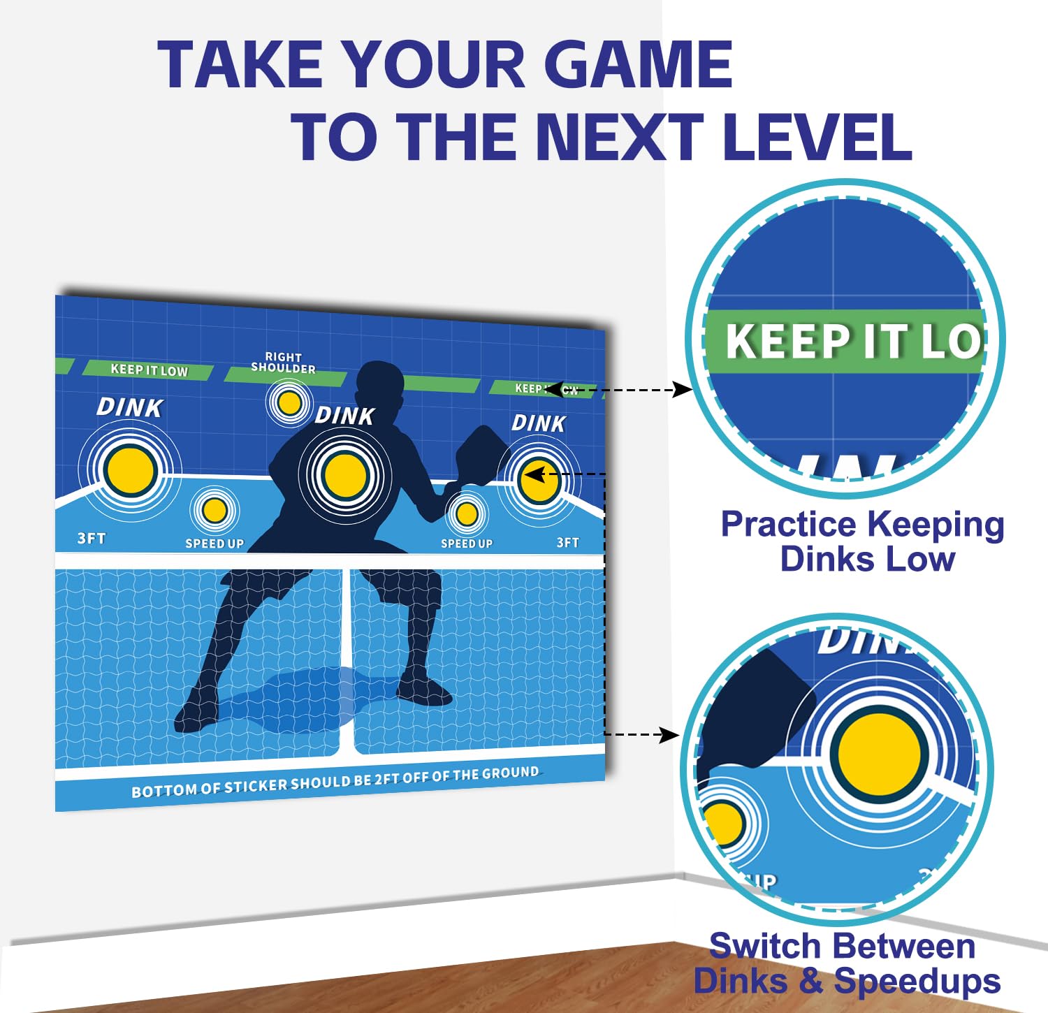 Dink Pad Pickleball Training Wall Rebounder - Portable Pickleball Practice Aid for Solo Drills | Turn Any Wall into a Pickleball Court | Perfect for Backyard, Garage & Indoor Training
