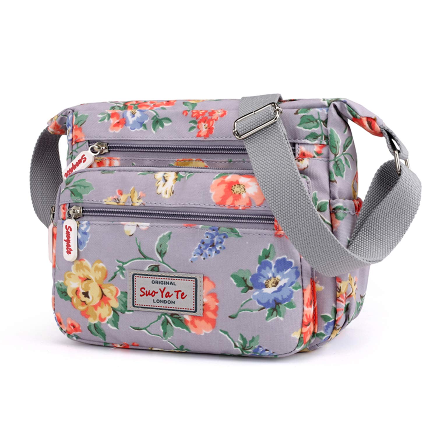 Women's Floral Nylon Crossbody Bag - Waterproof Adjustable Strap for Travel & Daily Use