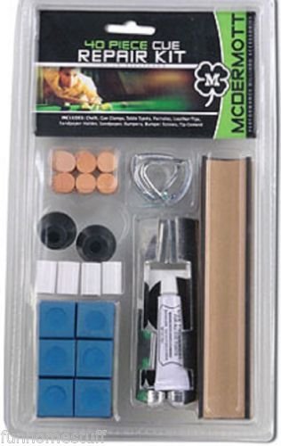 McDermott 40-Piece Deluxe Pool Cue Repair Kit with Tips, Chalk & Tools - Perfect for Billiard Cue Maintenance & Professional Pool Players