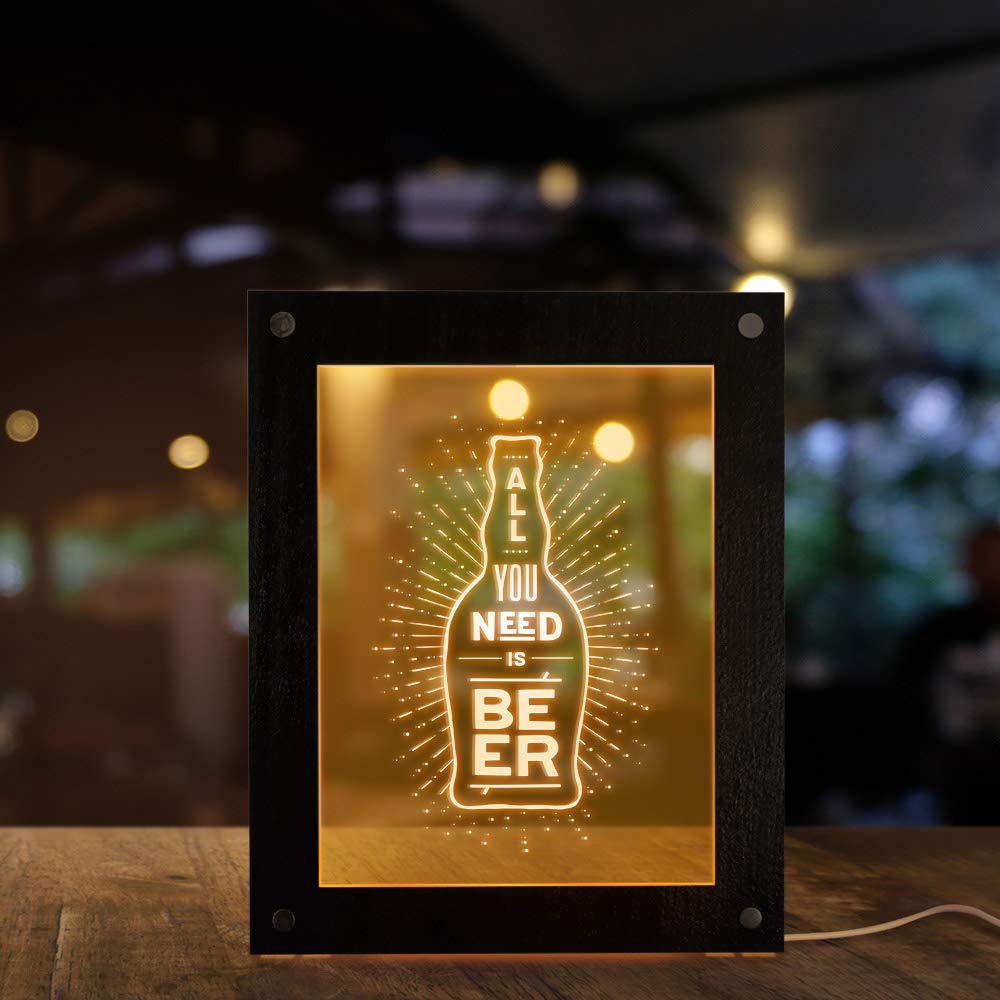 Geeky Days Beer Bottle LED Night Light - USB Powered Acrylic Table Lamp for Man Cave, Bar & Pub Decor - Perfect for Parties, Home Office & Gift Giving