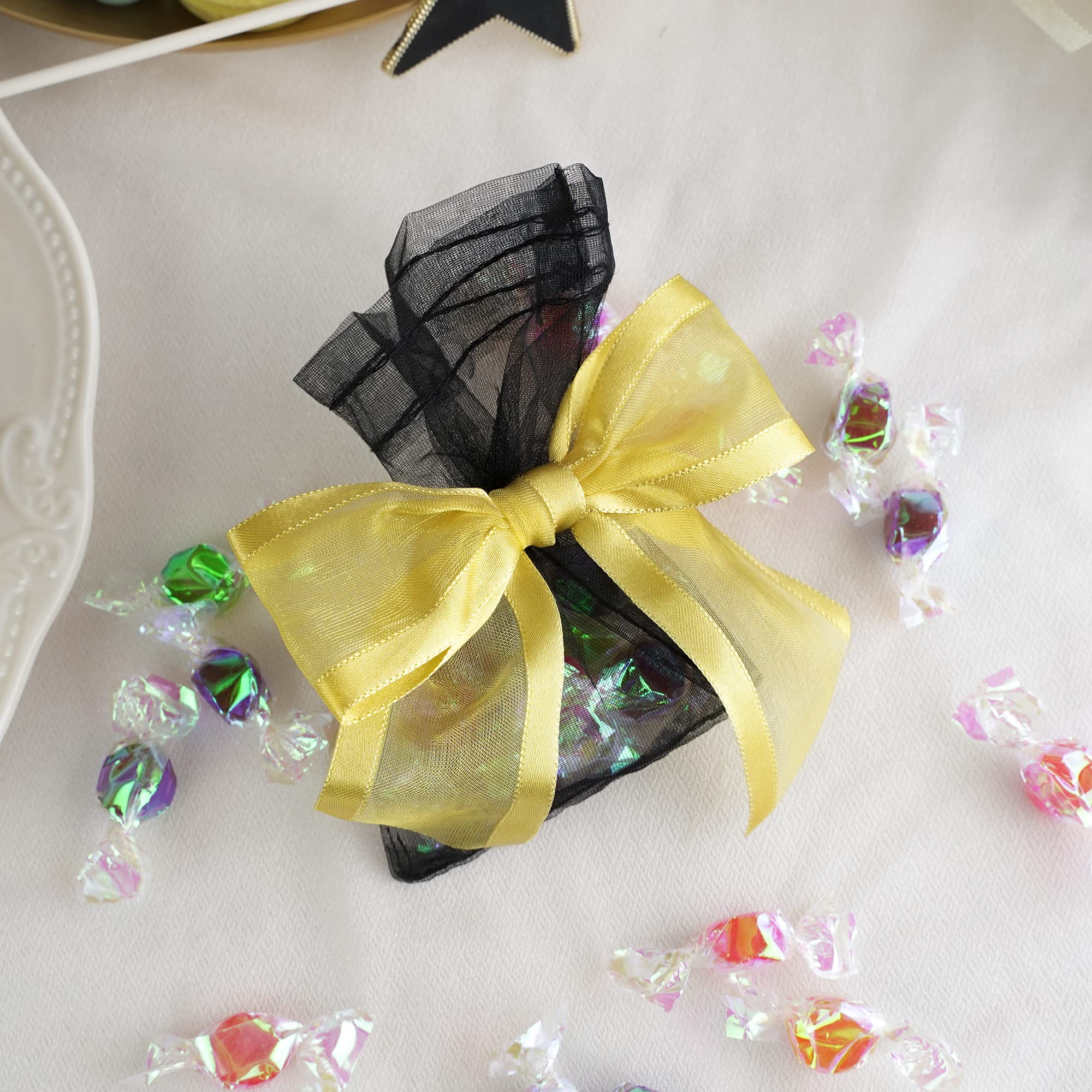 Premade Gold Organza Bows for Gifts, Christmas & Weddings - 12 Pack