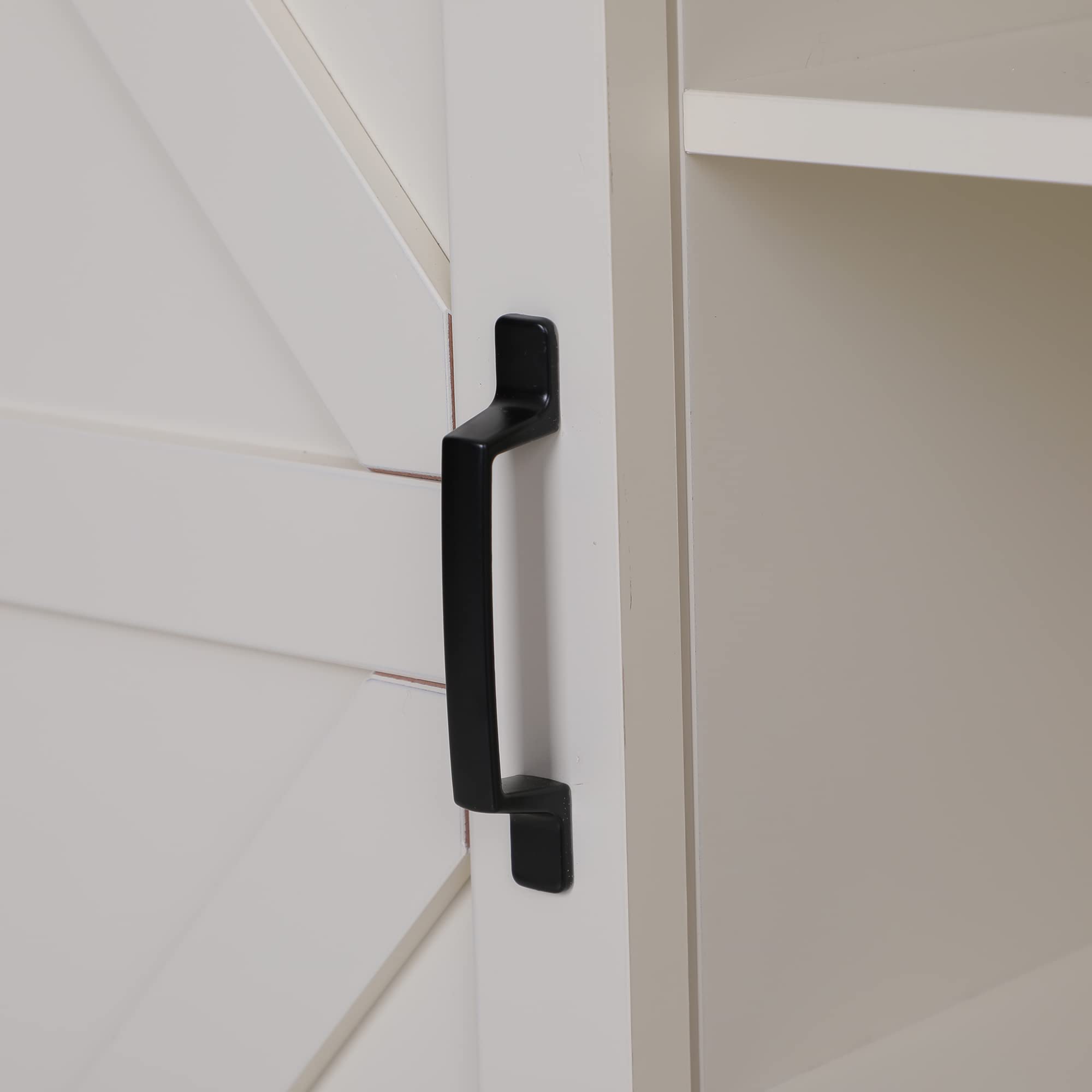 Sophia & William Farmhouse Bathroom Storage Cabinet with Sliding Barn Door - Free Standing Floor Cabinet for Kitchen, Bathroom or Entryway - Ivory Storage Organizer for Towels, Linens and Home Essentials