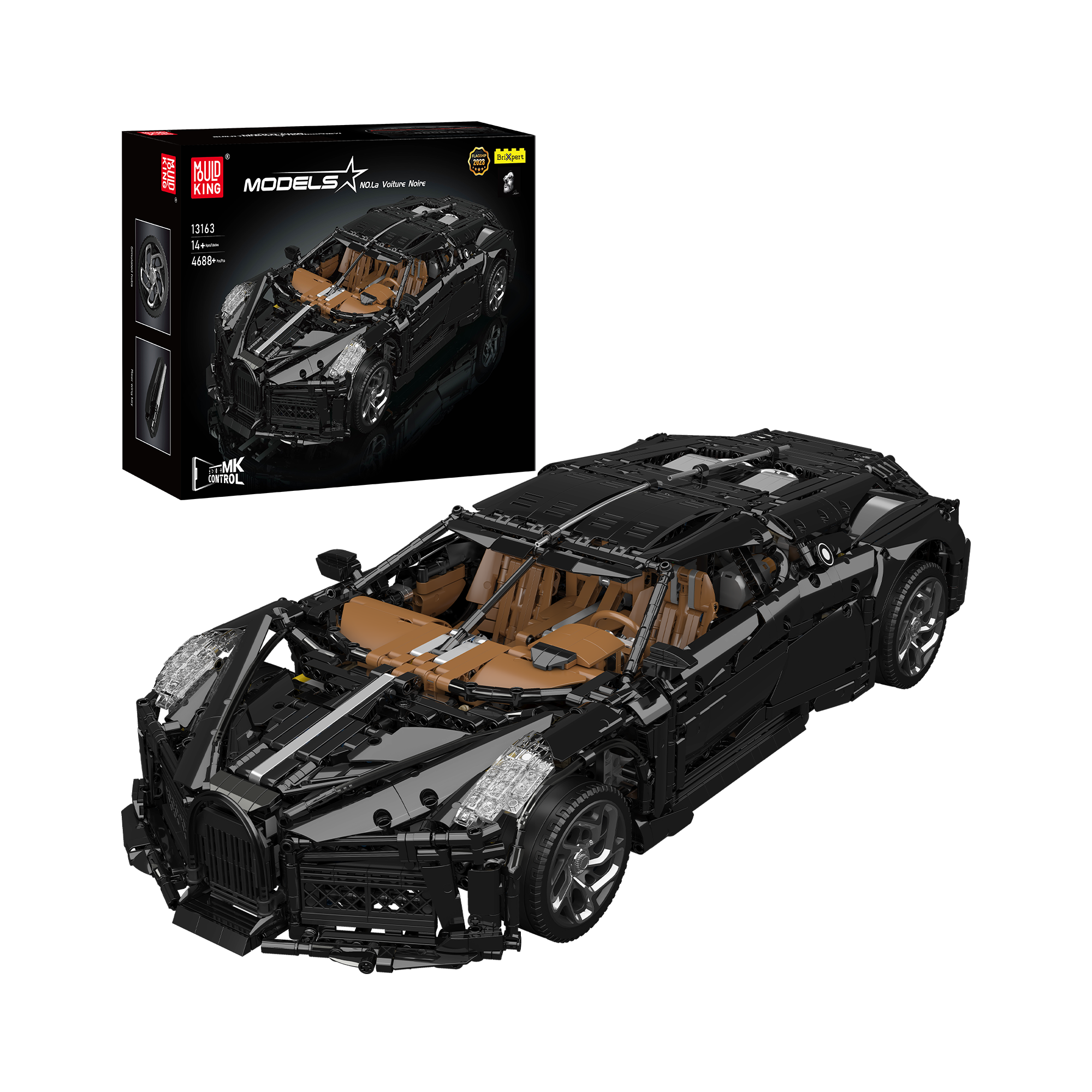 Mould King 13163 Voiture Noire Remote Control Hyper Car Building Blocks Set | 4800 Pieces STEM Toy for Adults & Kids | Perfect for Collectors, Gifts & Racing Enthusiasts