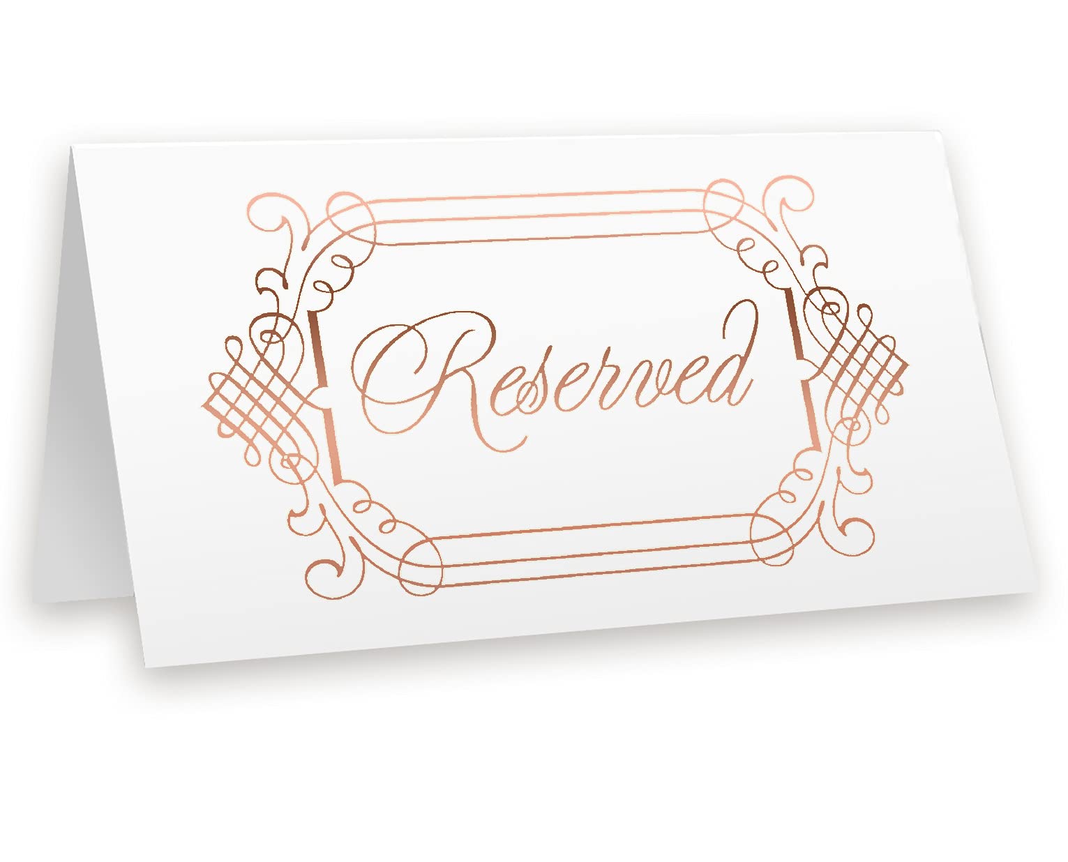 20-Pack Rose Gold Foil Reserved Table Signs for Weddings & Events - Double-Sided VIP Seating Cards with Writing Space - Perfect for Wedding Receptions, Parties, and Banquets