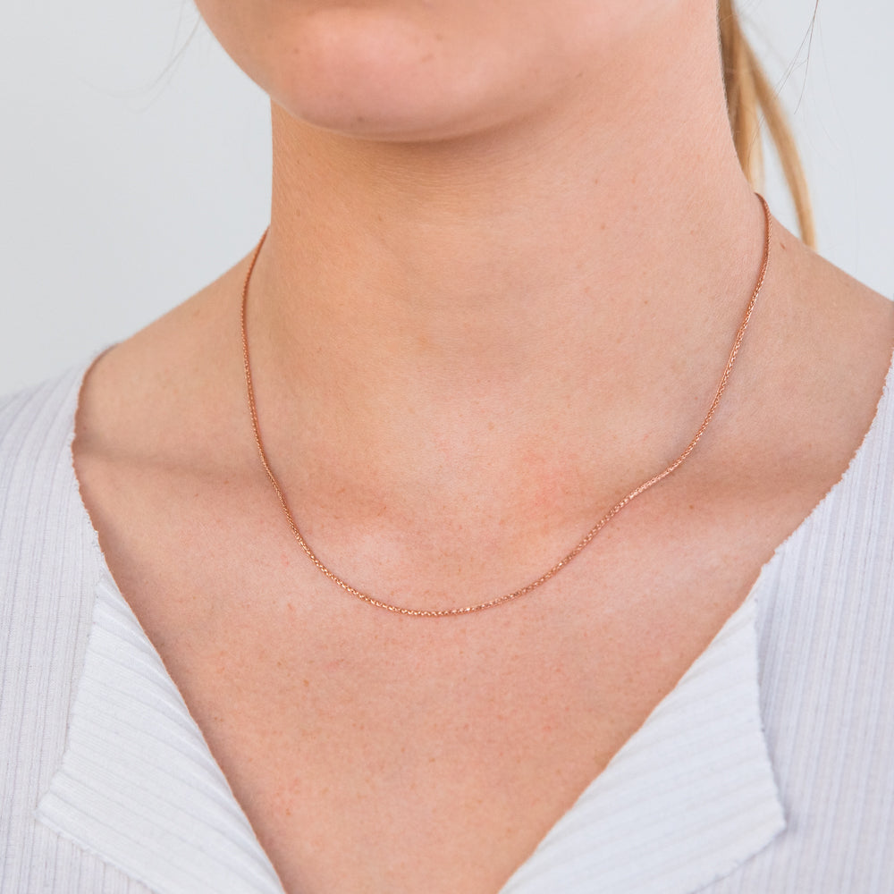 9ct Rose Gold Wheat Link Extender Chain 47cm 30 Gauge - Elegant Jewelry for Layering Necklaces & Bracelets