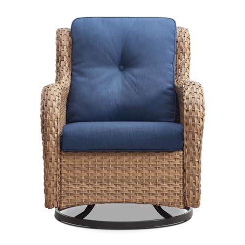 Yellow Wicker / Blue Cushion