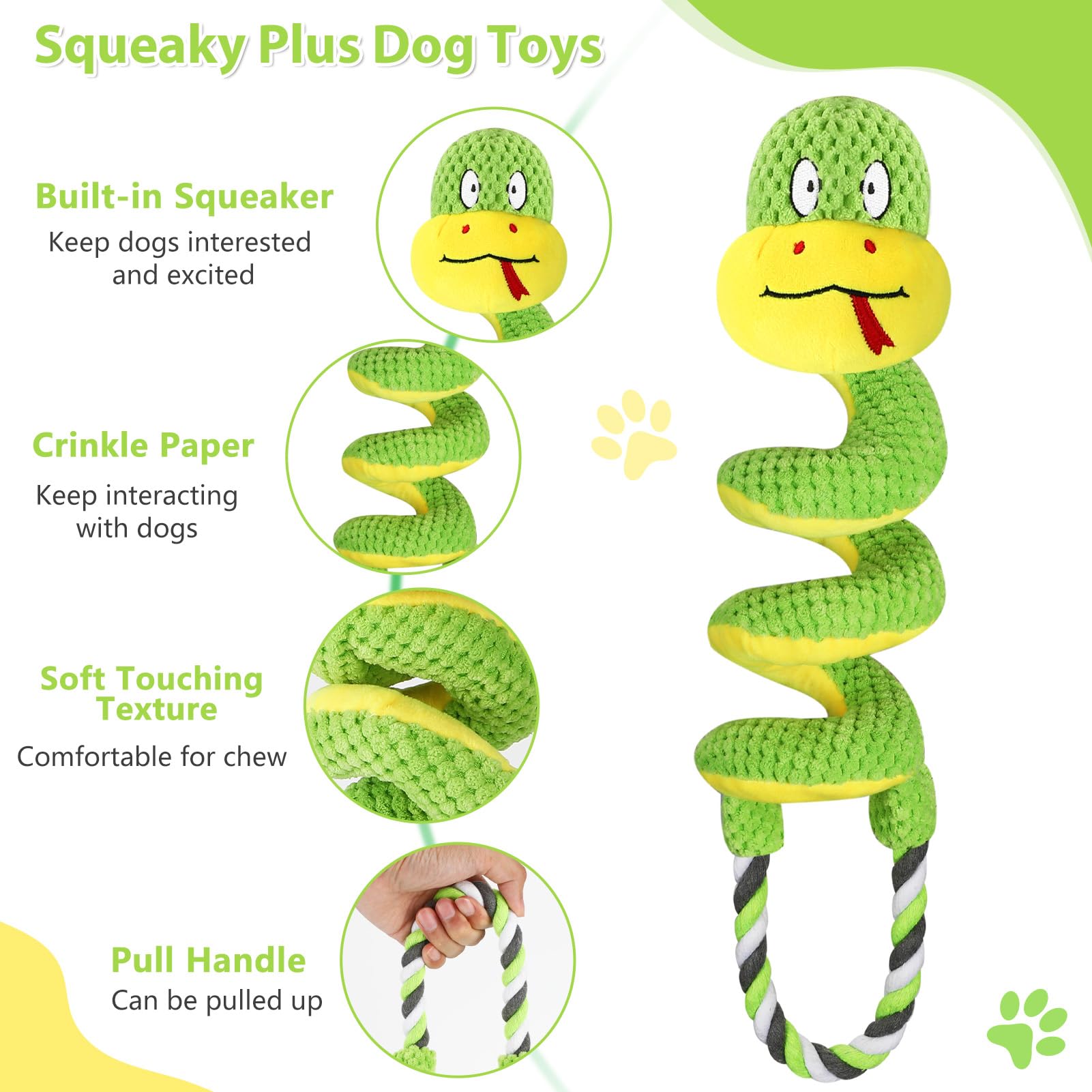 Durable Squeaky Dog Toys for Large Dogs - Interactive Tug of War Rope Toys with Soft Fabric, Perfect for Small, Medium & Big Breed Puppies | Great for Indoor Play, Outdoor Fetch & Training Sessions