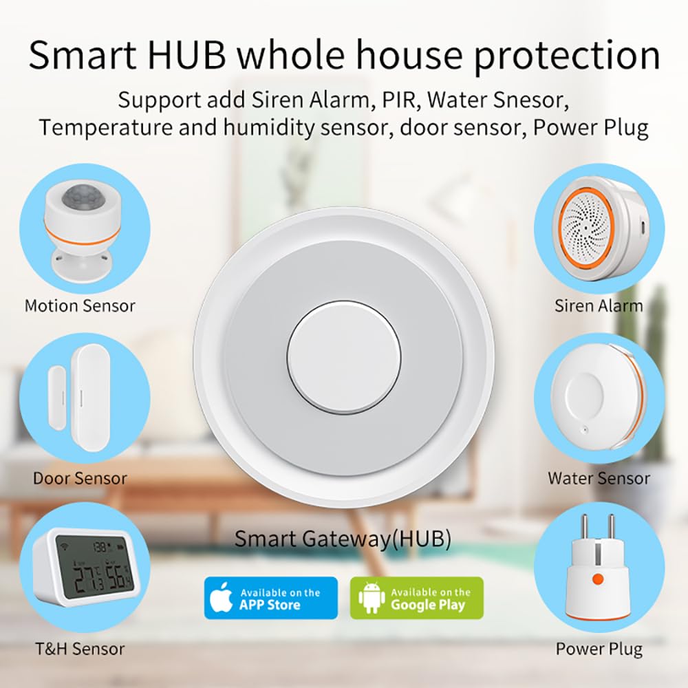 NEO Tuya Zigbee Gateway - Smart Home Hub with Wired Connection, Works with Alexa & Google Assistant | Control Lights, Thermostats & Security Devices for Home Automation