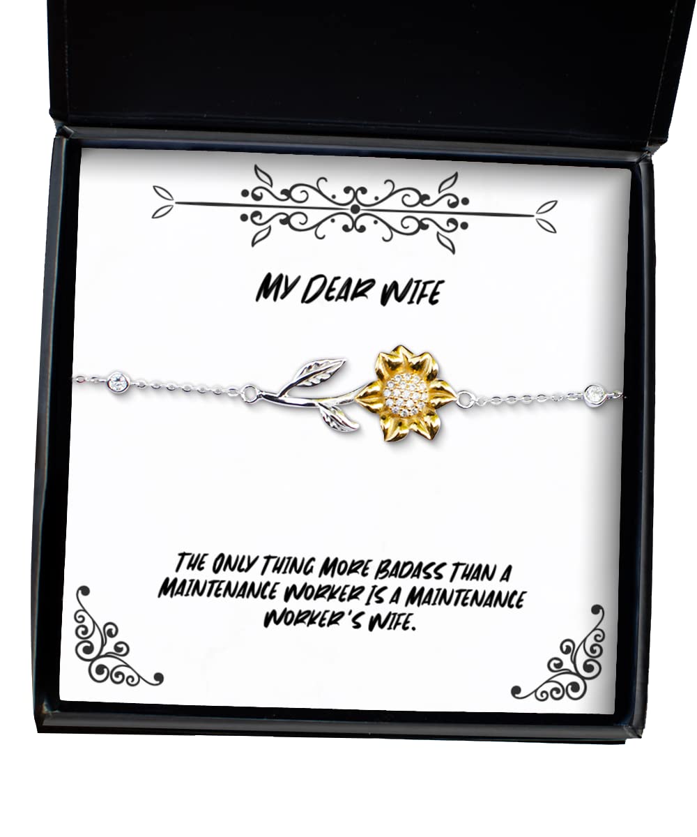 Badass Maintenance Worker Wife Sunflower Bracelet - Unique Jewelry Gift for Wife, Girlfriend & Women - Perfect for Anniversaries, Birthdays & Everyday Wear