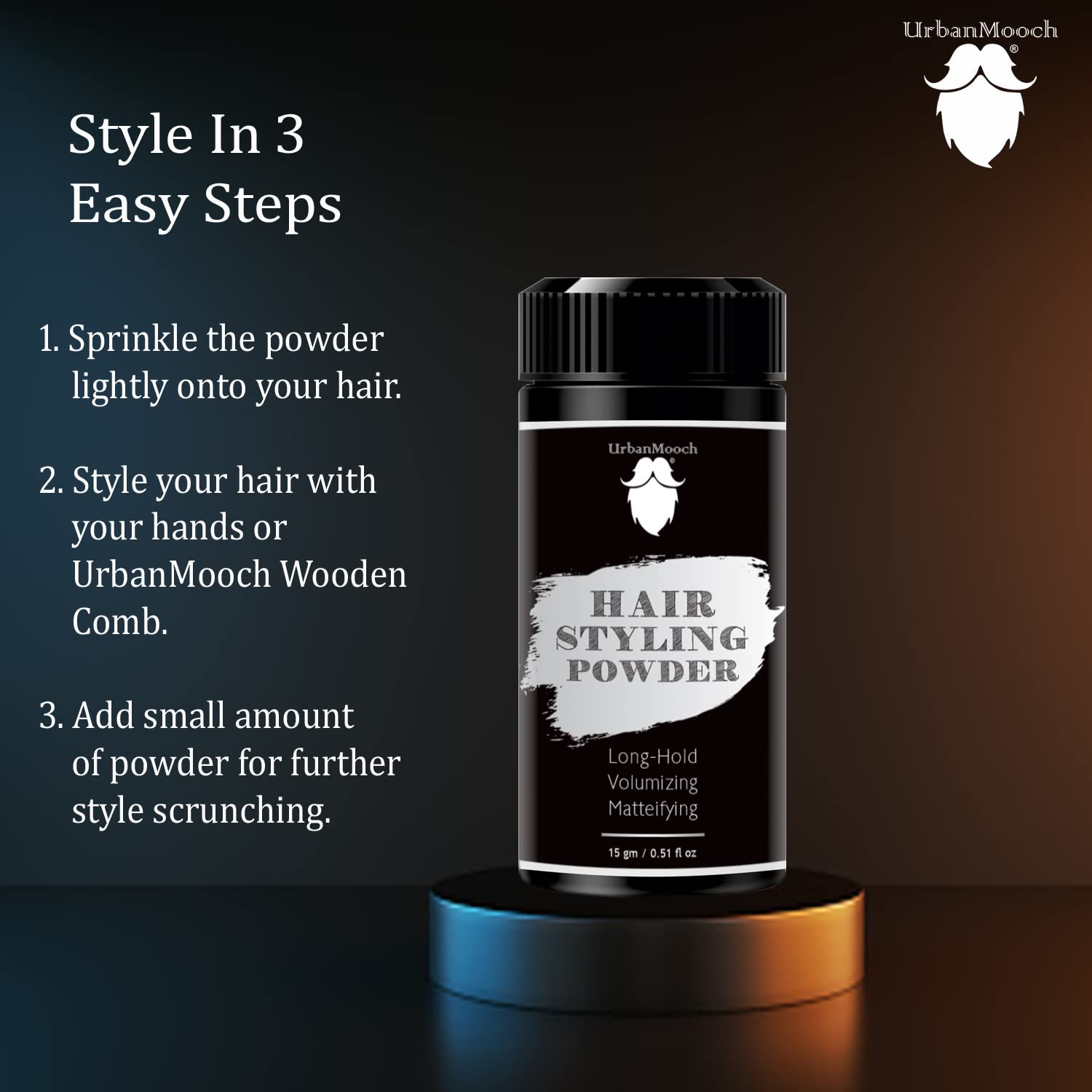 UrbanMooch Hair Volumizing Powder Wax for Men - Strong Hold Texture Powder with Matte Finish | 24 Hour Long-Lasting Styling | Natural & Safe Hair Product (15g) | Perfect for Everyday Use, Special Occasions & Hairstyling Needs
