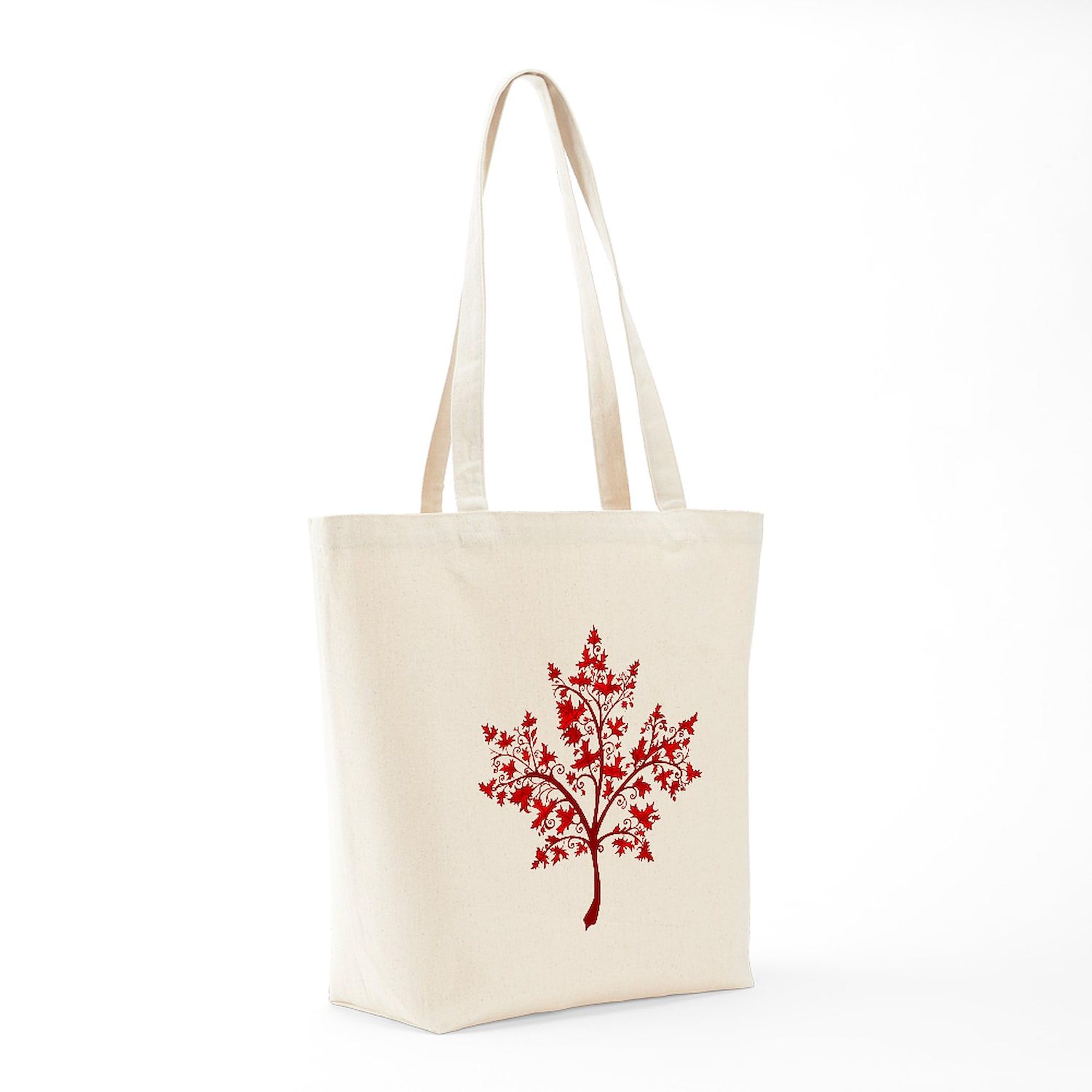Canadian Maple Leaf Tree Tote Bag - Natural Canvas Reusable Shopping Bag with Large Capacity for Groceries, Beach, Picnics & Daily Use