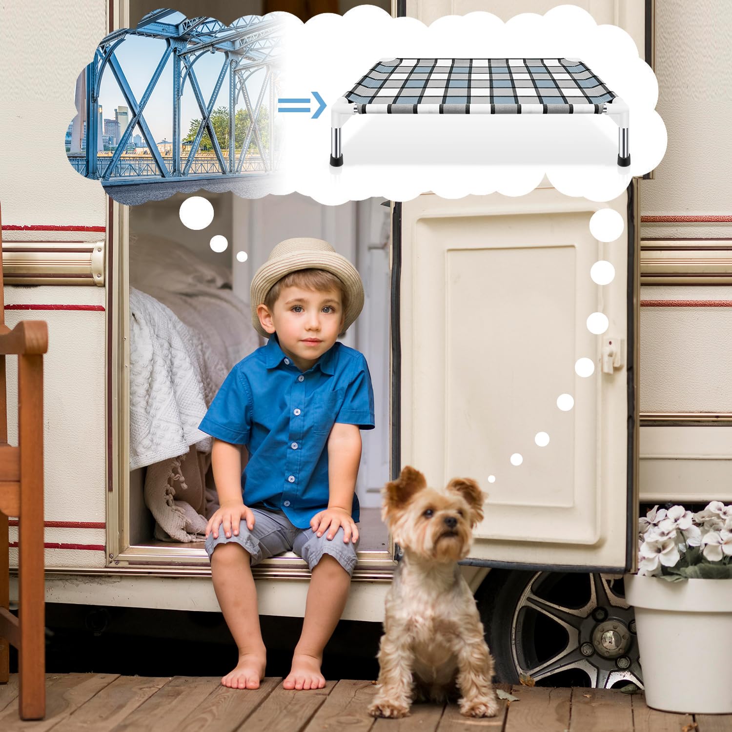 Elevated Dog Bed - Raised Cooling Pet Bed for Small & Medium Dogs - Breathable Mesh Design for Indoor & Outdoor Use - Perfect for Home, Yard, Camping & Travel