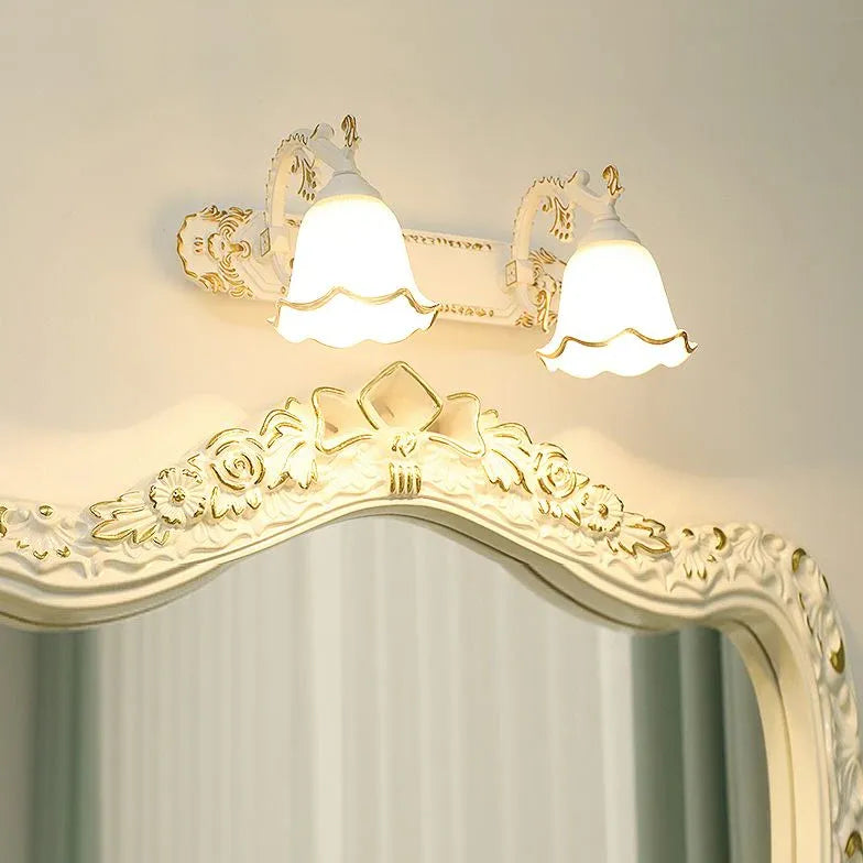 French Carving Glass Bathroom Wall Lights - Elegant Vanity Sconce for Modern Bathroom Decor | Perfect for Powder Room, Spa, and Master Bath Lighting
