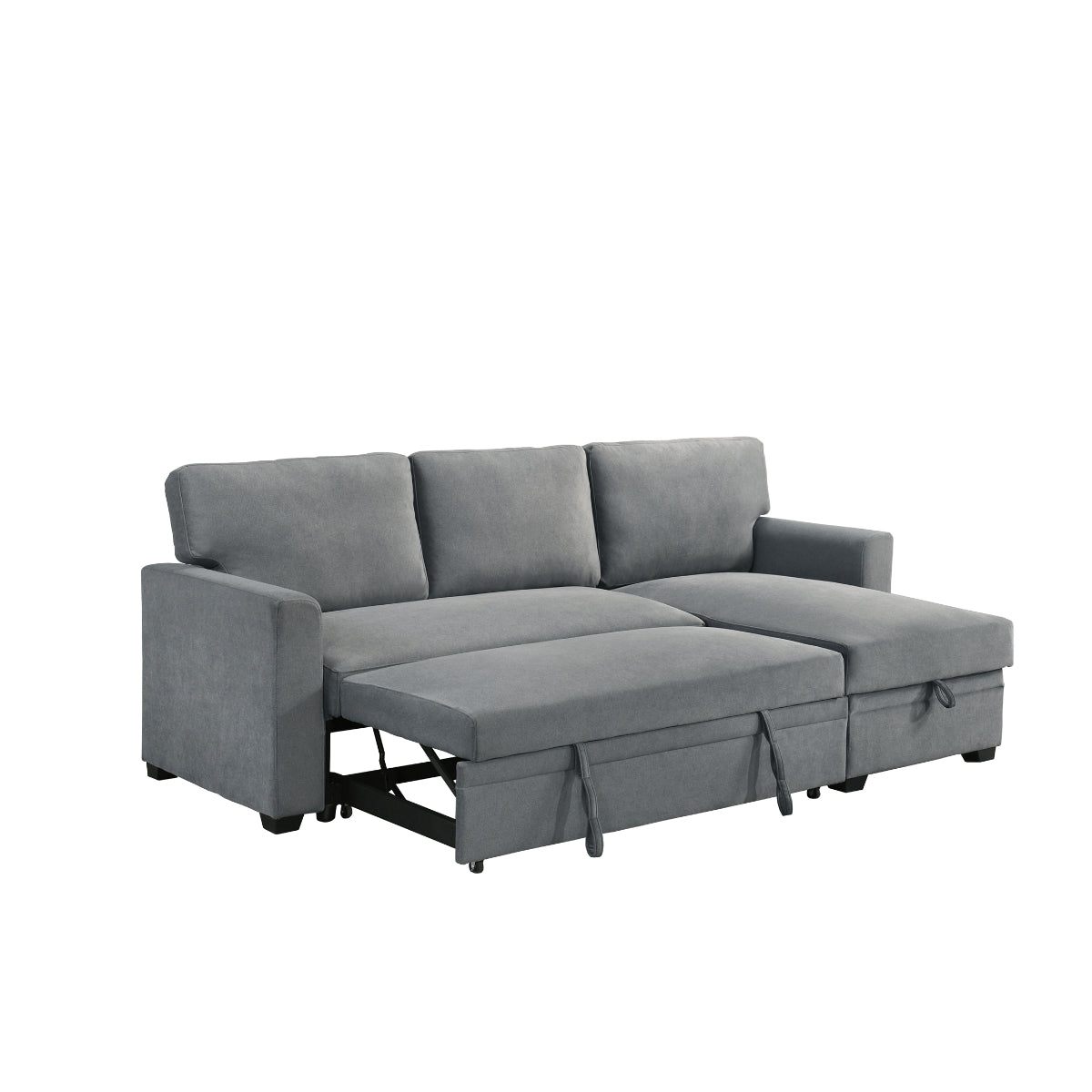 2-Piece Grey Sectional Sofa with Pull-Out Sleeper & Reversible Storage Chaise - Modern L-Shaped Couch for Small Spaces, Living Room, Apartment, and Home Theater Comfort