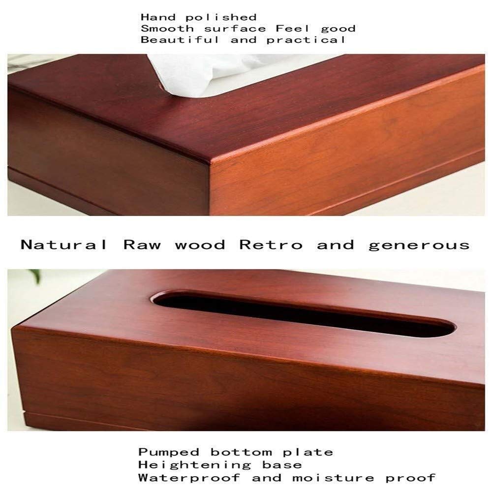 Nordic Style Cherry Wood Tissue Box Cover - Rectangular Paper Towel Holder Tray for Home Decor (20x12x9.4cm, Coffee Brown) | Perfect for Living Room, Bedroom & Bathroom Organization