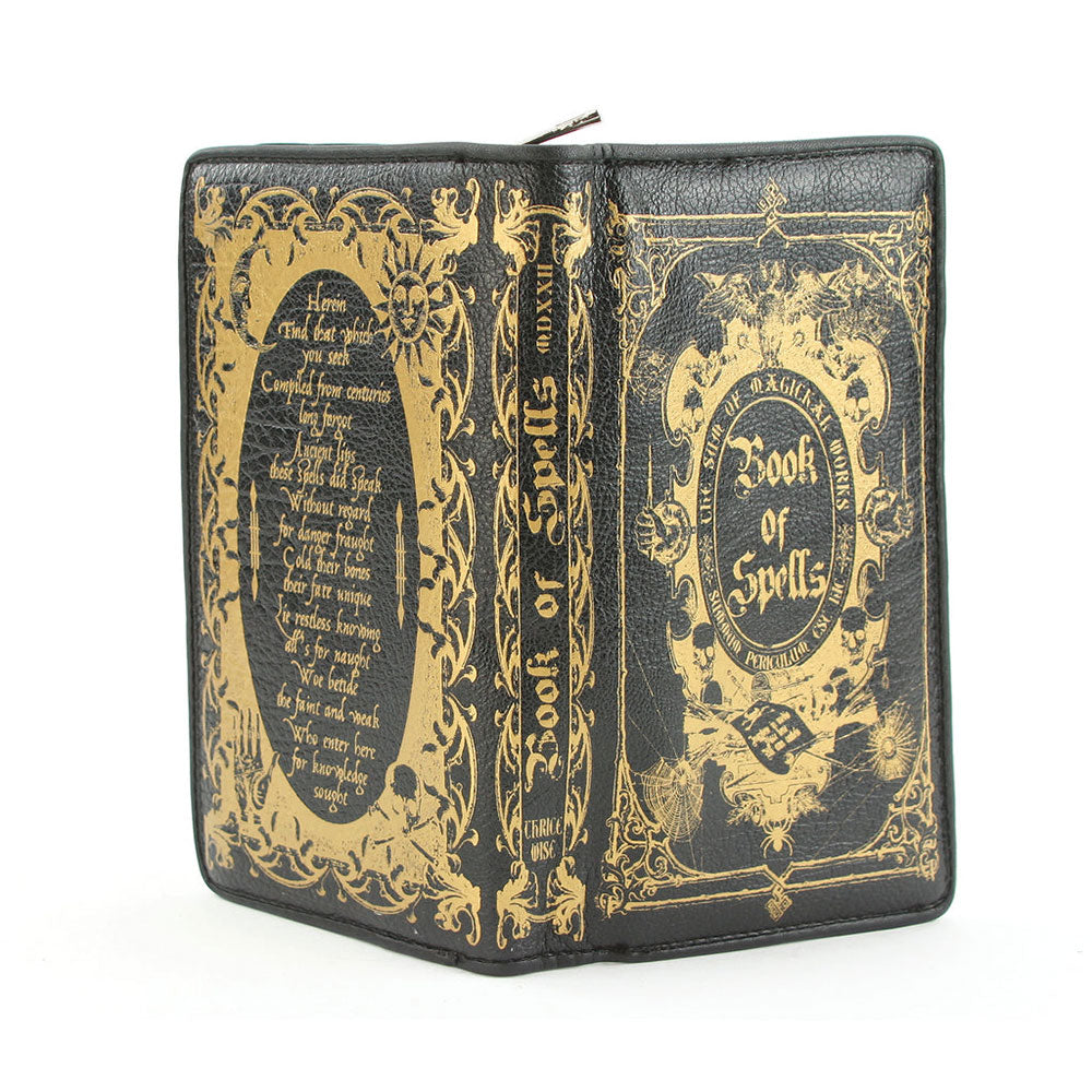 Book of Spells Wallet Wristlet - Gothic Witchy Clutch Purse for Women | Perfect for Cosplay, Renaissance Fairs & Witchy Aesthetic Outfits