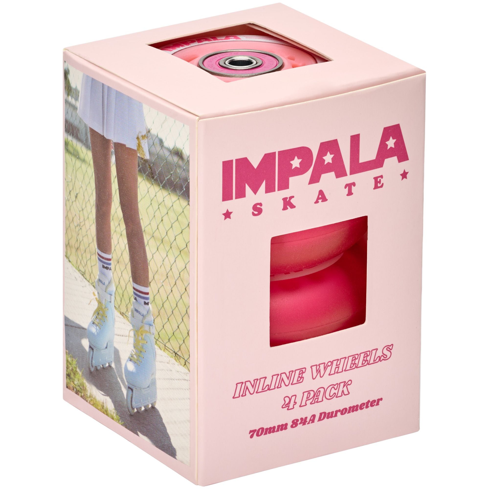 Impala 4 Pack LED Light Up Inline Skate Wheels - Pink & Red Glow Wheels for Roller Skates | Perfect for Night Skating, Roller Disco, and Outdoor Fun