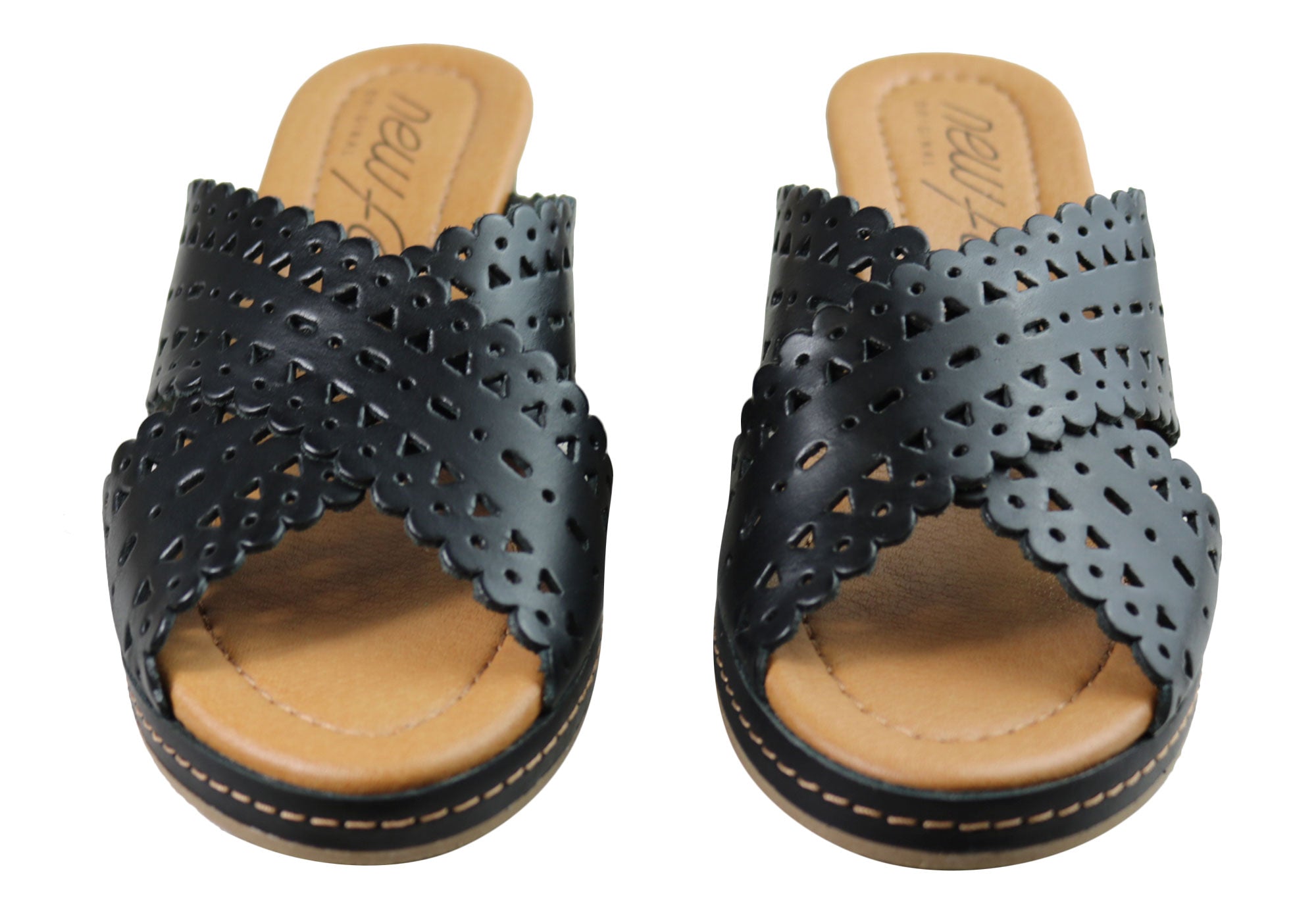 New Tory Women's Leather Wedge Slides Sandals - Comfortable Summer Casual Shoes for Women - Perfect for Beach, Vacation & Everyday Wear