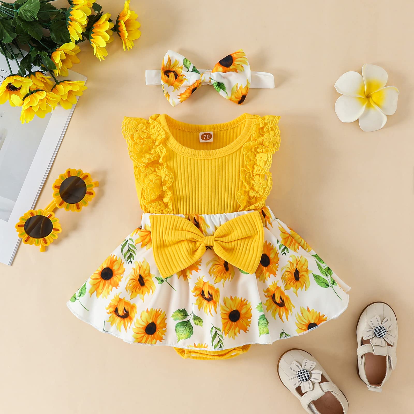 Adorable Baby Girl Summer Romper Dress - Sleeveless Lace Floral Outfit for Newborns & Infants | Perfect for Beach, Photo Shoots & Special Occasions