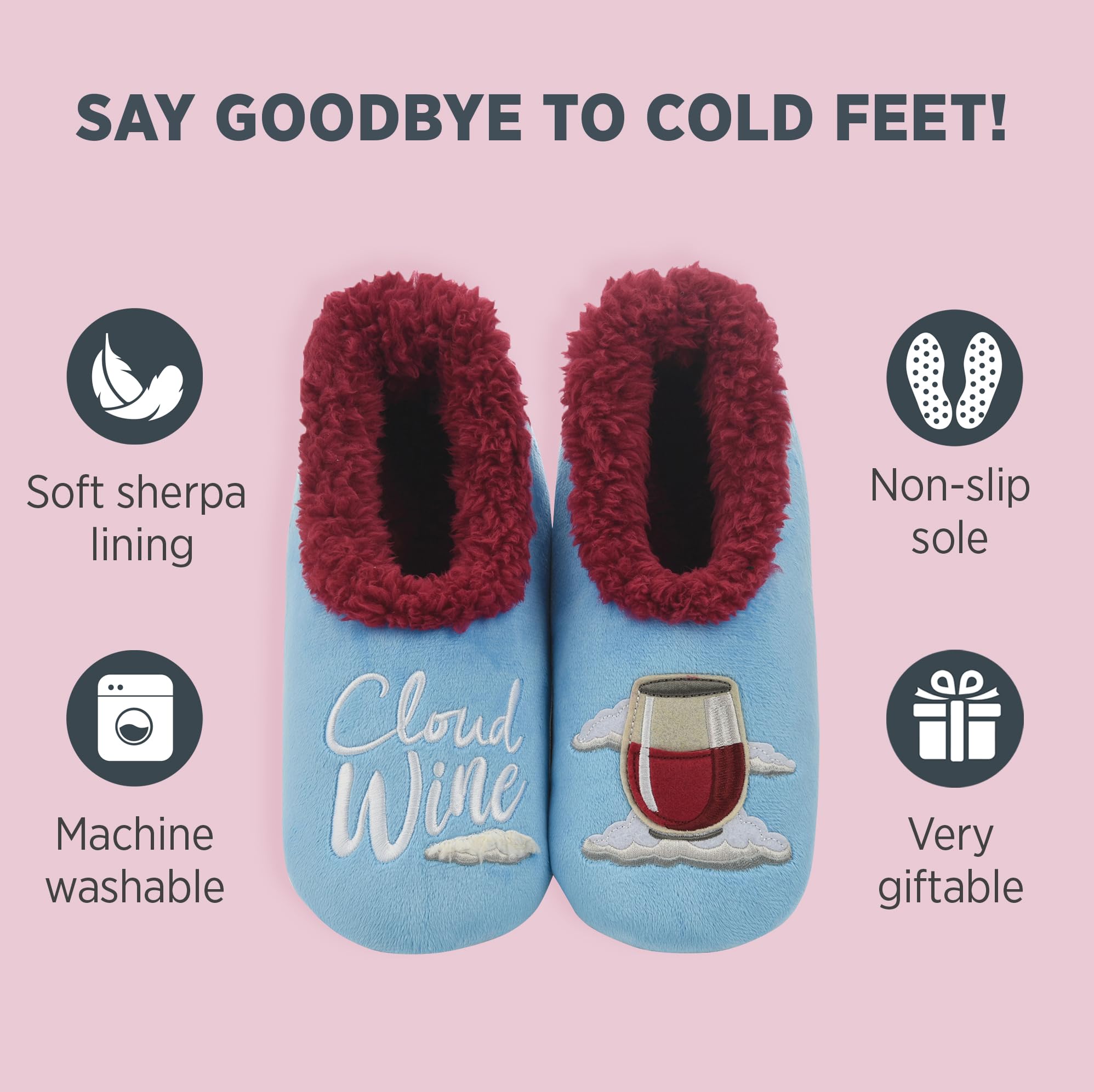 Cozy Sherpa-Lined Slipper Socks for Women - Non-Slip Fuzzy House Shoes with Warm Fleece Lining - Perfect for Winter Comfort at Home, Lounging & Relaxing by the Fireplace