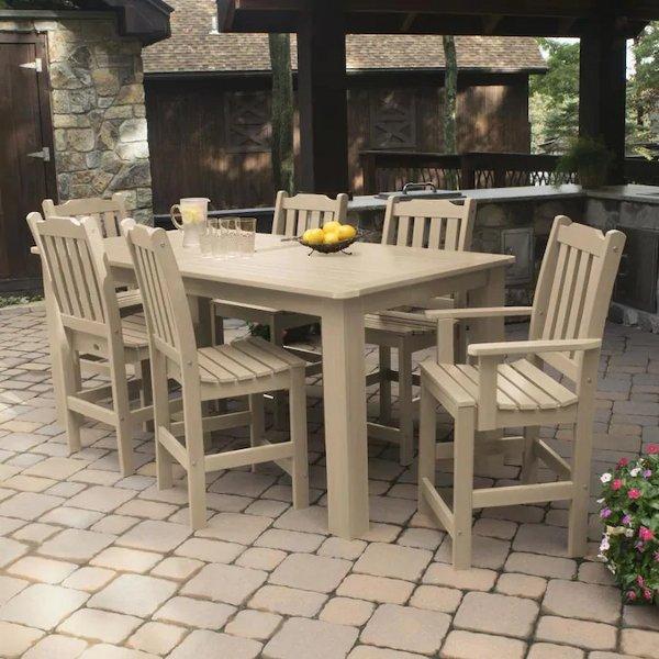 Lehigh 7-Piece Rectangular Counter Height Outdoor Dining Set - Patio, Garden, Backyard Furniture for Dining & Entertaining