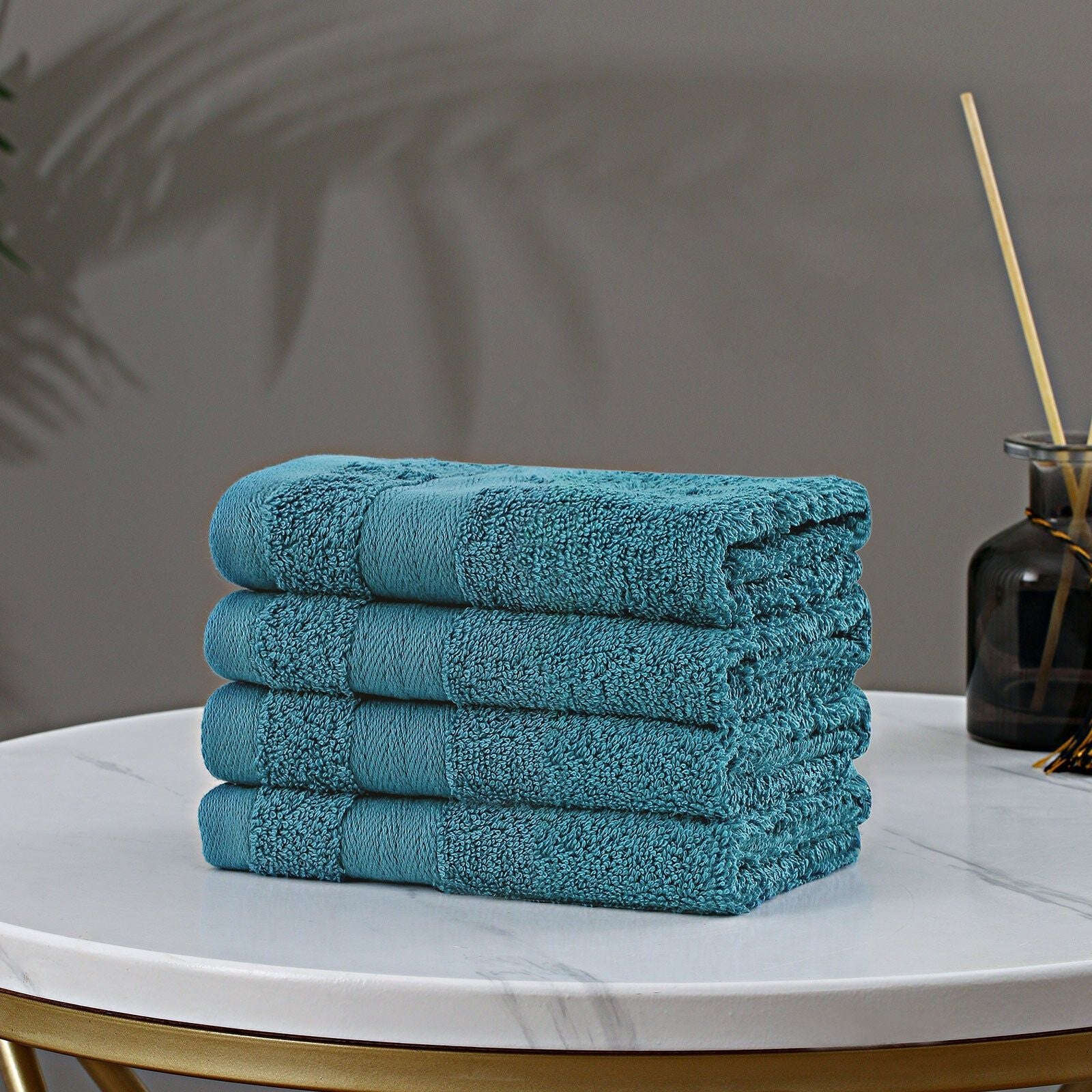 Premium 4-Piece Cotton Bath Towel Set with Washcloths - Soft & Absorbent for Spa, Bath & Pool - Blue Linenland Collection
