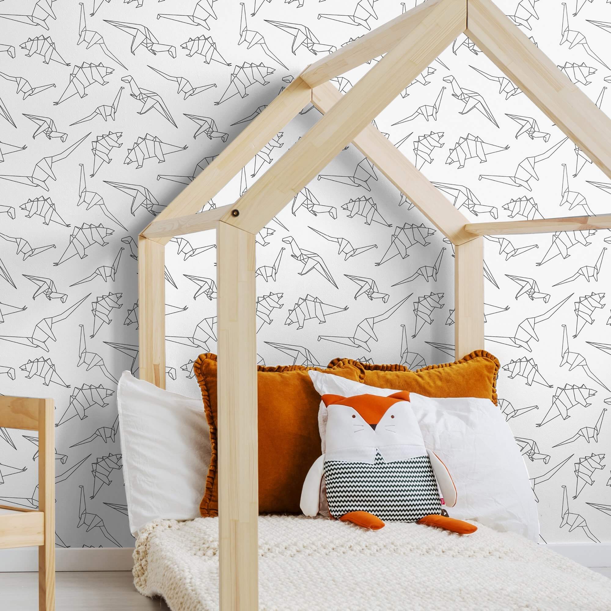 Black Animal-Themed Peel and Stick Removable Wallpaper for Kids - Perfect for Nursery, Bedroom, and Playroom Decor