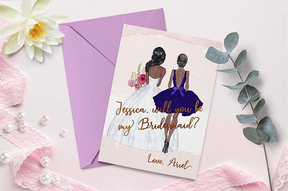 African American Bridesmaid Proposal Cards - Will You Be My Bridesmaid, Maid of Honor & Matron of Honor Wedding Invitation Cards - Perfect for Wedding Party, Bridal Shower & Special Occasions