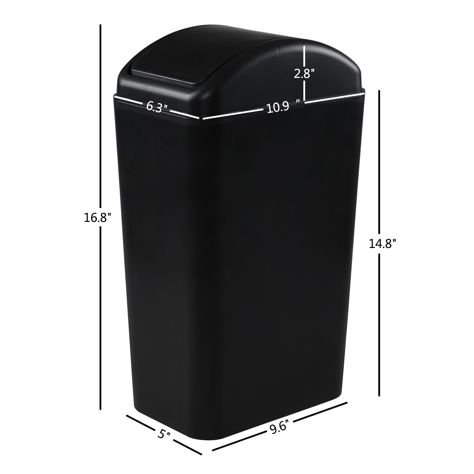 2 Pack 12L Plastic Swing Lid Trash Cans - Small Waste Bins for Bathroom, Bedroom, Office & Kitchen - Odor-Proof & Space-Saving Garbage Containers for Home & Office Use