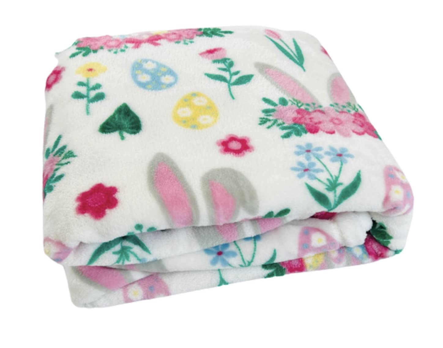 Easter Spring Velvet Fleece Throw Blanket - Soft Cozy Home Decor with Bunny, Eggs & Chicks Design - Perfect for Couch, Bed & Easter Gift Giving
