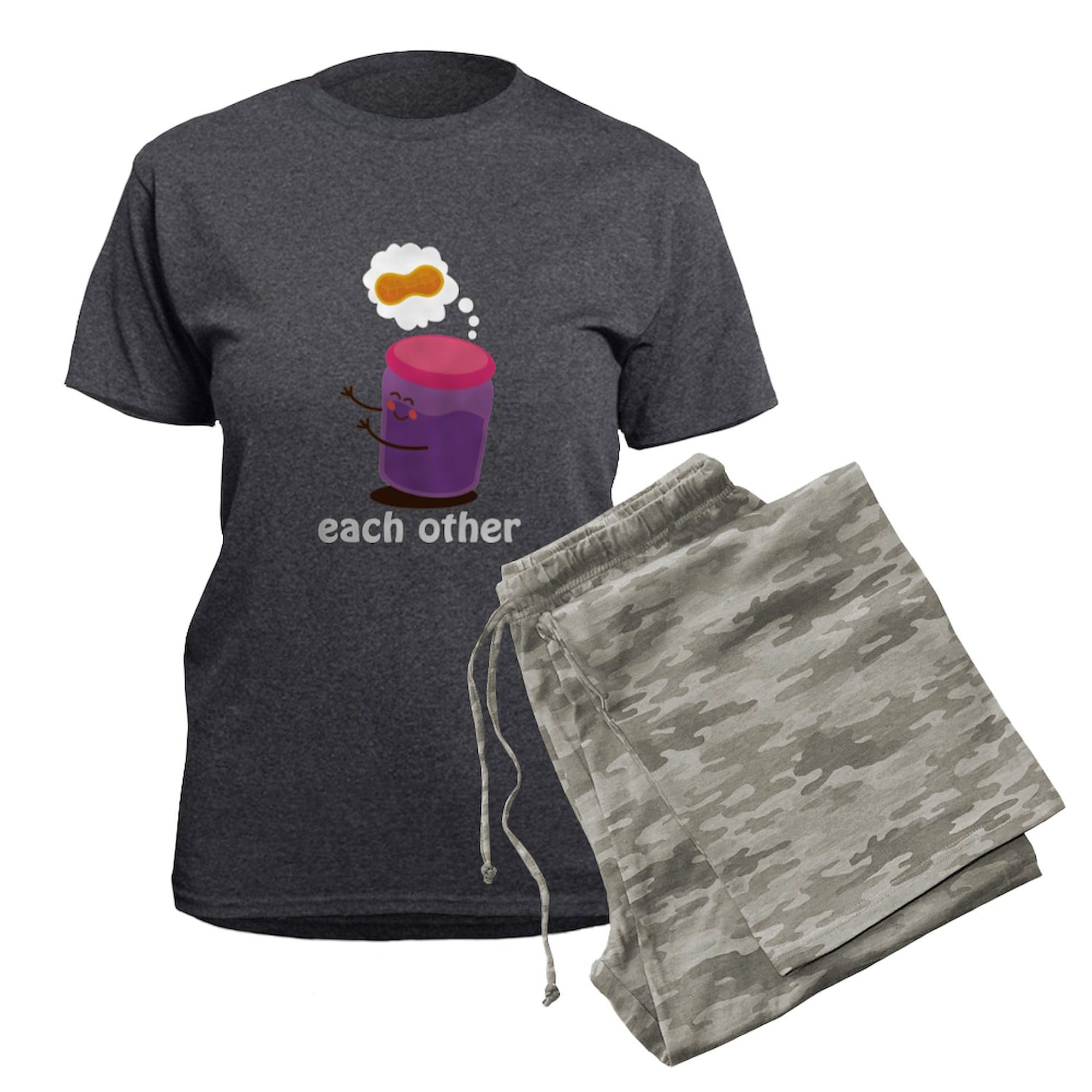 Couples Matching Pajama Set - Women's Charcoal Jelly Print Sleepwear | Cozy & Fun Novelty Pajamas for Date Nights, Anniversary Gifts & Couple Sleepovers