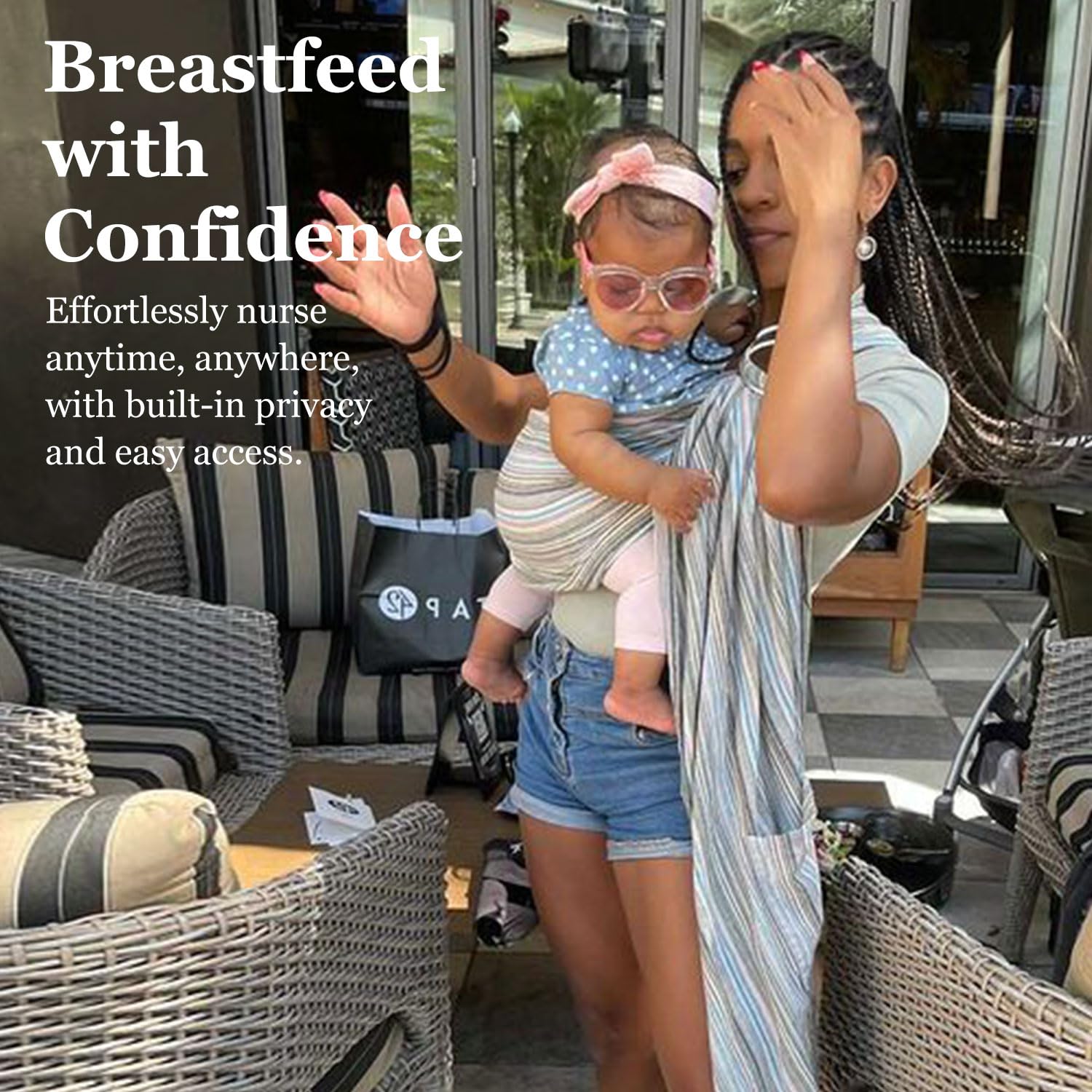 Vlokup Soft Lightweight Cotton Baby Sling Carrier Wrap - Adjustable Ring Sling for Newborns, Infants & Toddlers (0-24 Months) - Breathable Nursing Cover & Hands-Free Babywearing Solution - Perfect Baby Shower Gift & Daily Use for Parents On-The-Go