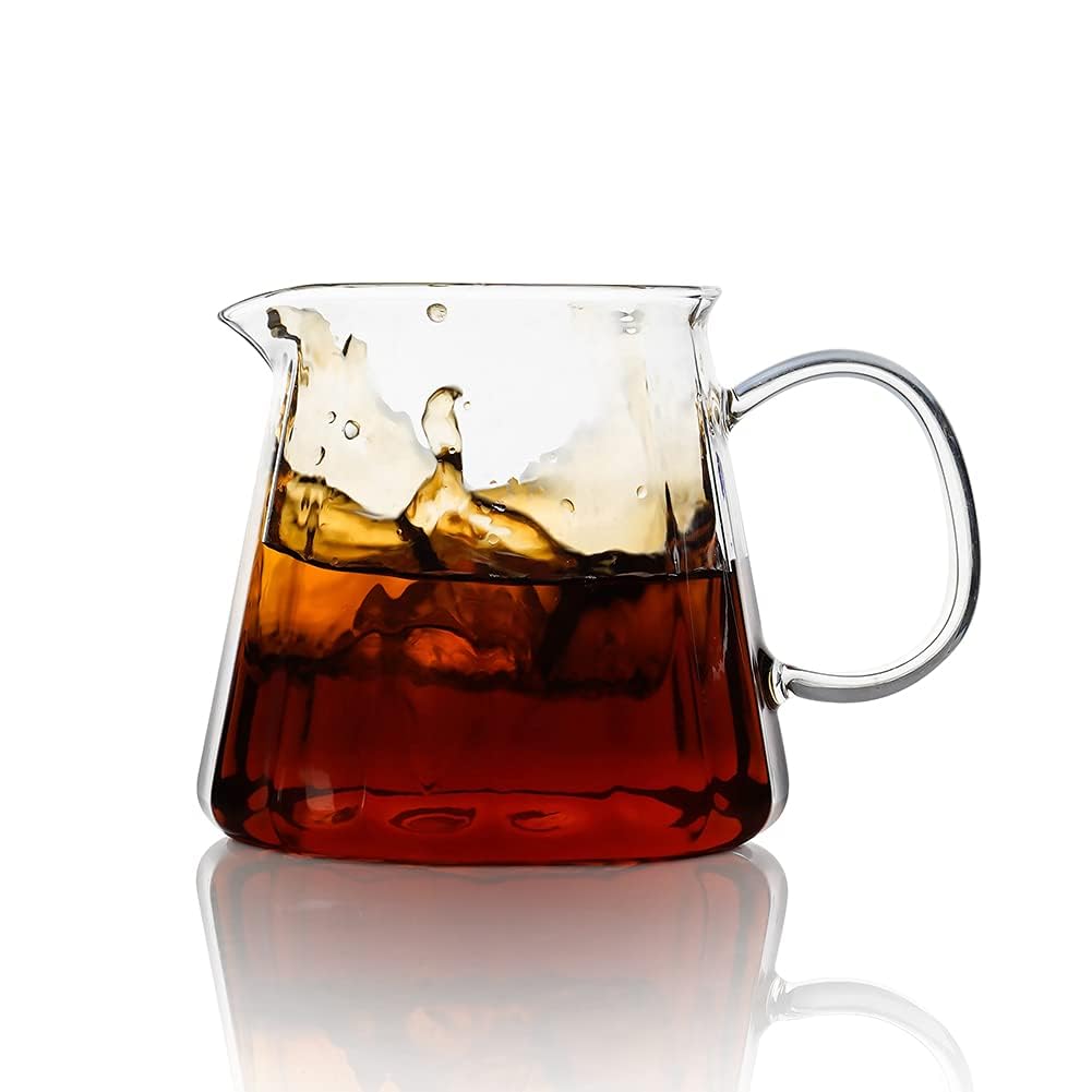 Heat Resistant Borosilicate Glass Coffee Carafe 500ml/17oz - Clear Pour Over Coffee Server for Home, Office & Café - Perfect for Drip Coffee, Iced Coffee & Tea Brewing