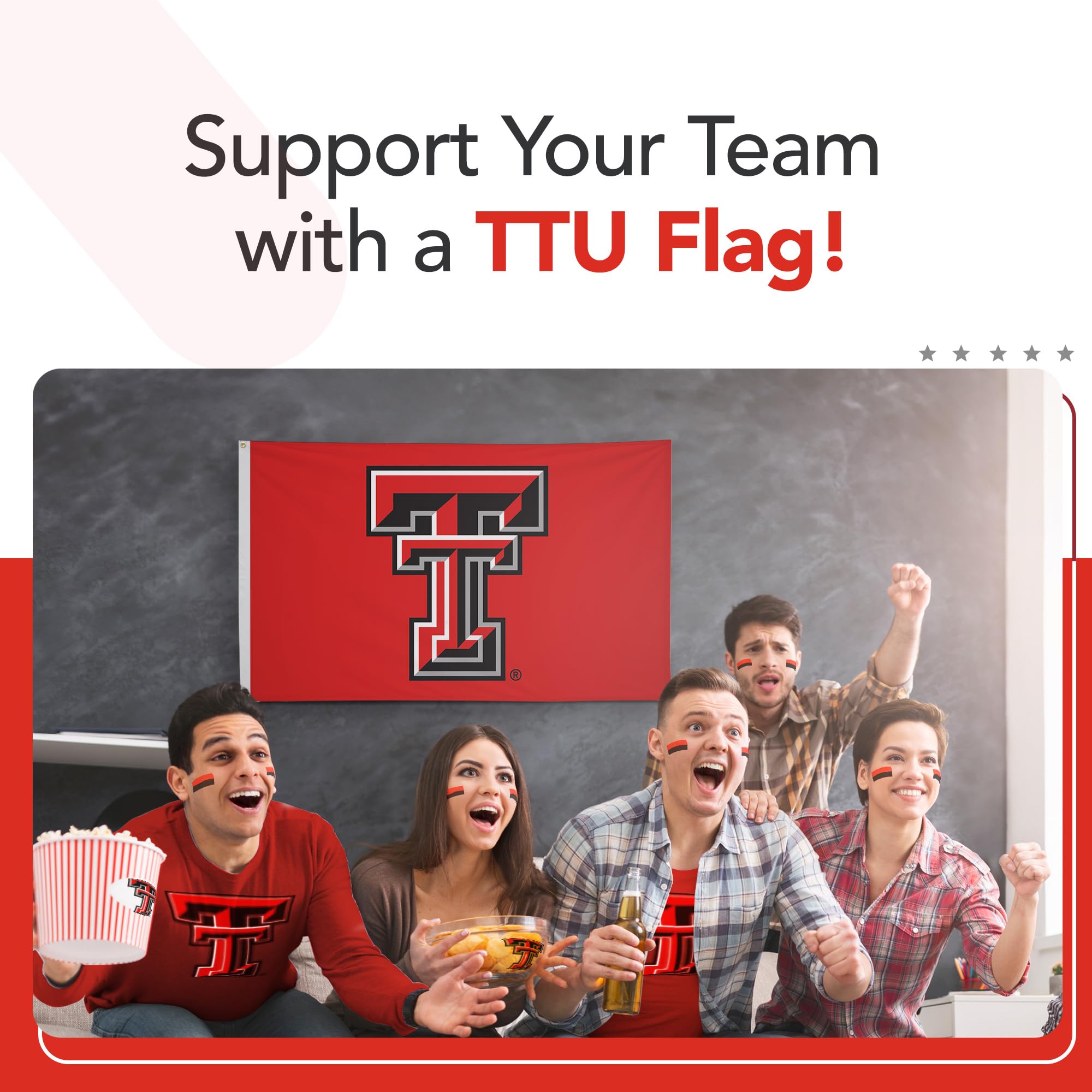 Texas Tech Red Raiders 3' x 5' NCAA Licensed Nylon College Sports Flag - Durable Outdoor/Indoor School Banner for Game Day, Tailgating & Home Decor (Red, Black, White)
