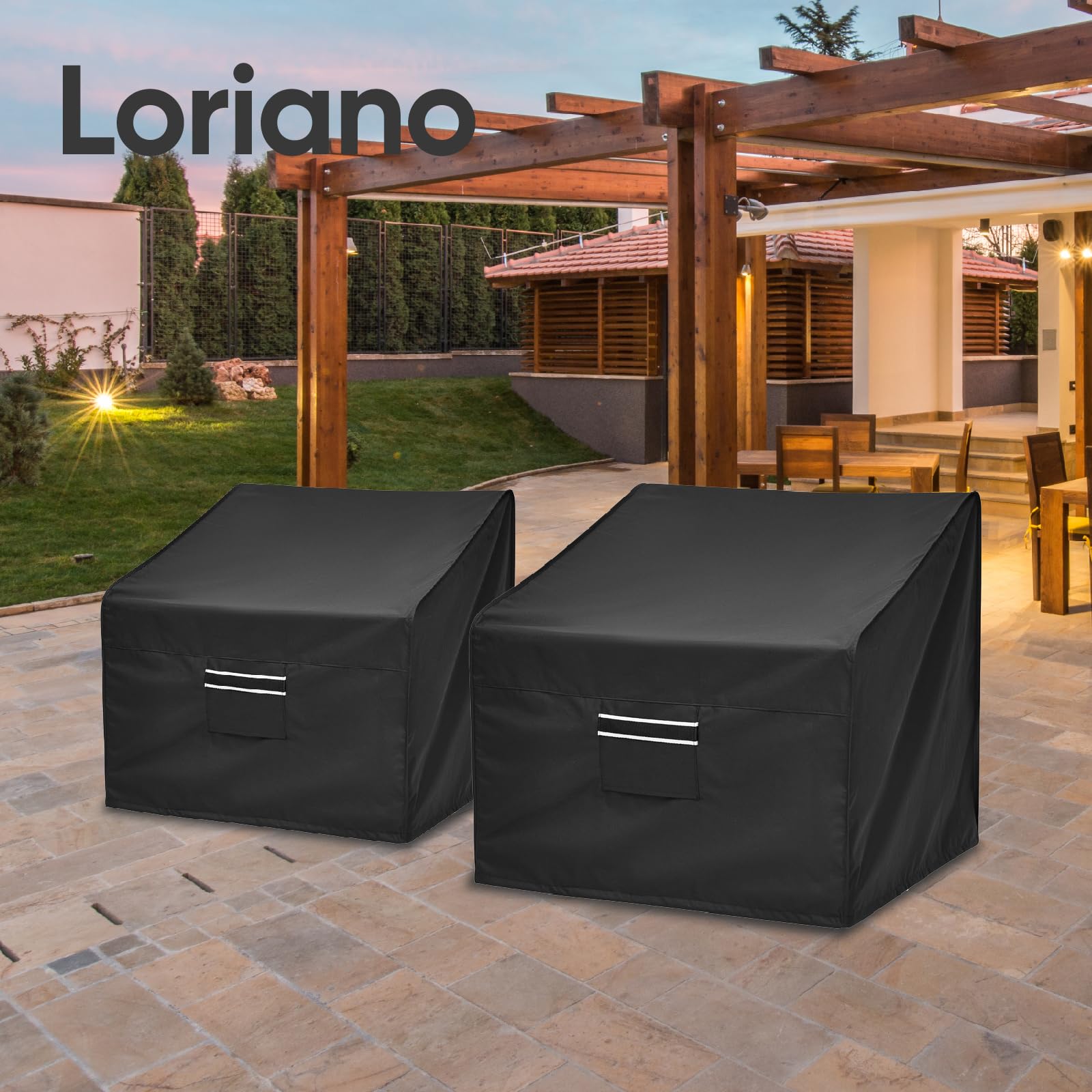 Waterproof Patio Chair Covers 420D Oxford Fabric - Outdoor Furniture Protection for Lawn, Lounge & Deep Seat Chairs (2-Pack, Medium Size) | Perfect for Backyard, Garden & Poolside Use
