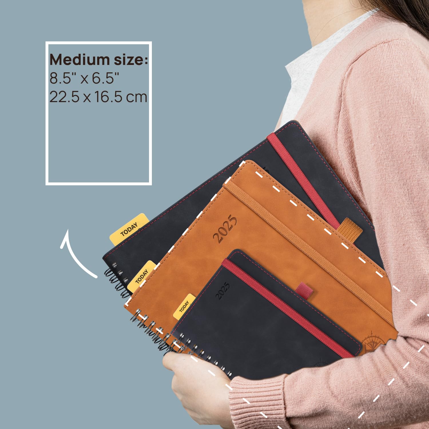 POPRUN 2025 Weekly Planner Notebook - Medium Size 8.5