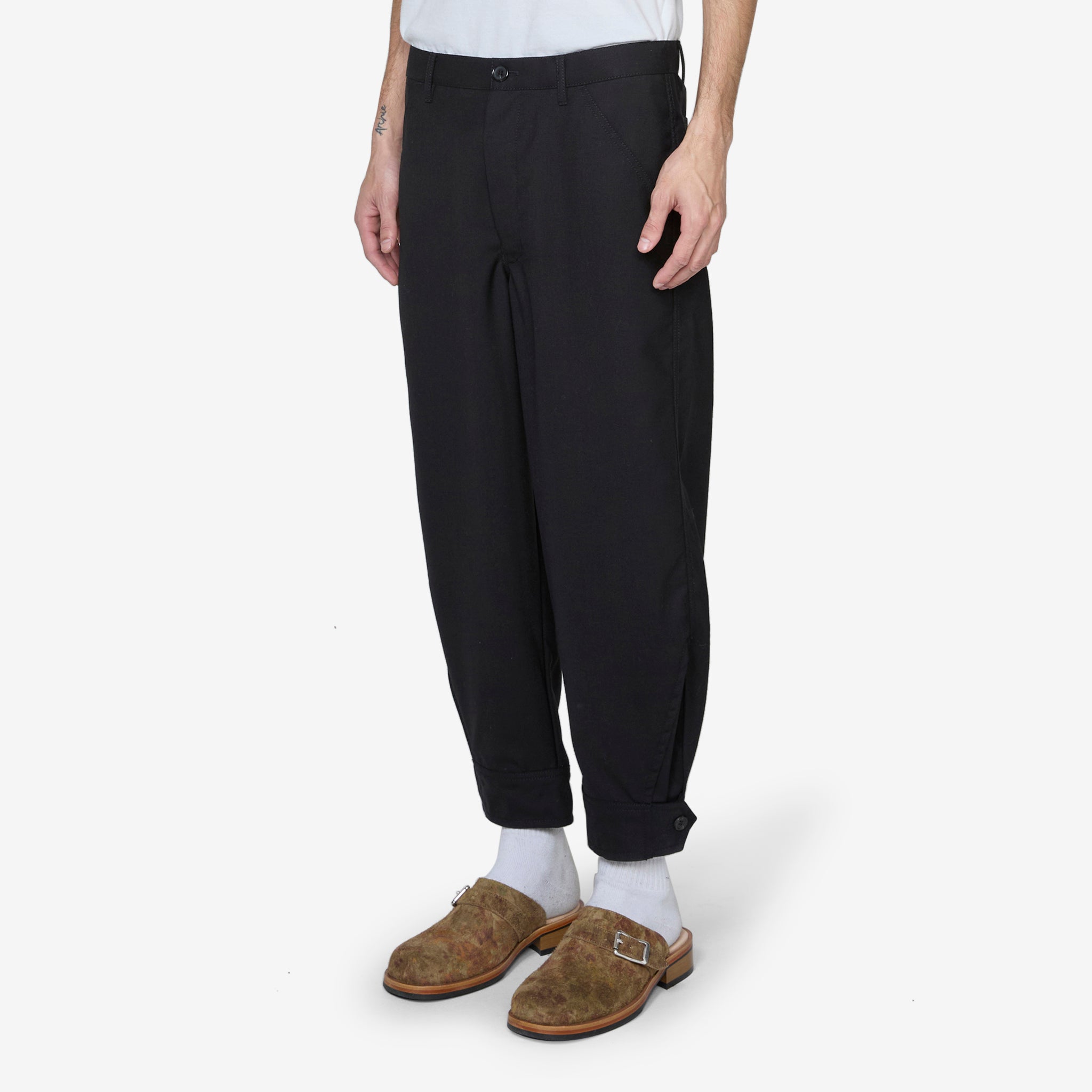 Stylish Black Button Cuff Pants for Women - Trendy High Waist Trousers with Adjustable Hem | Perfect for Office, Casual Wear & Night Out