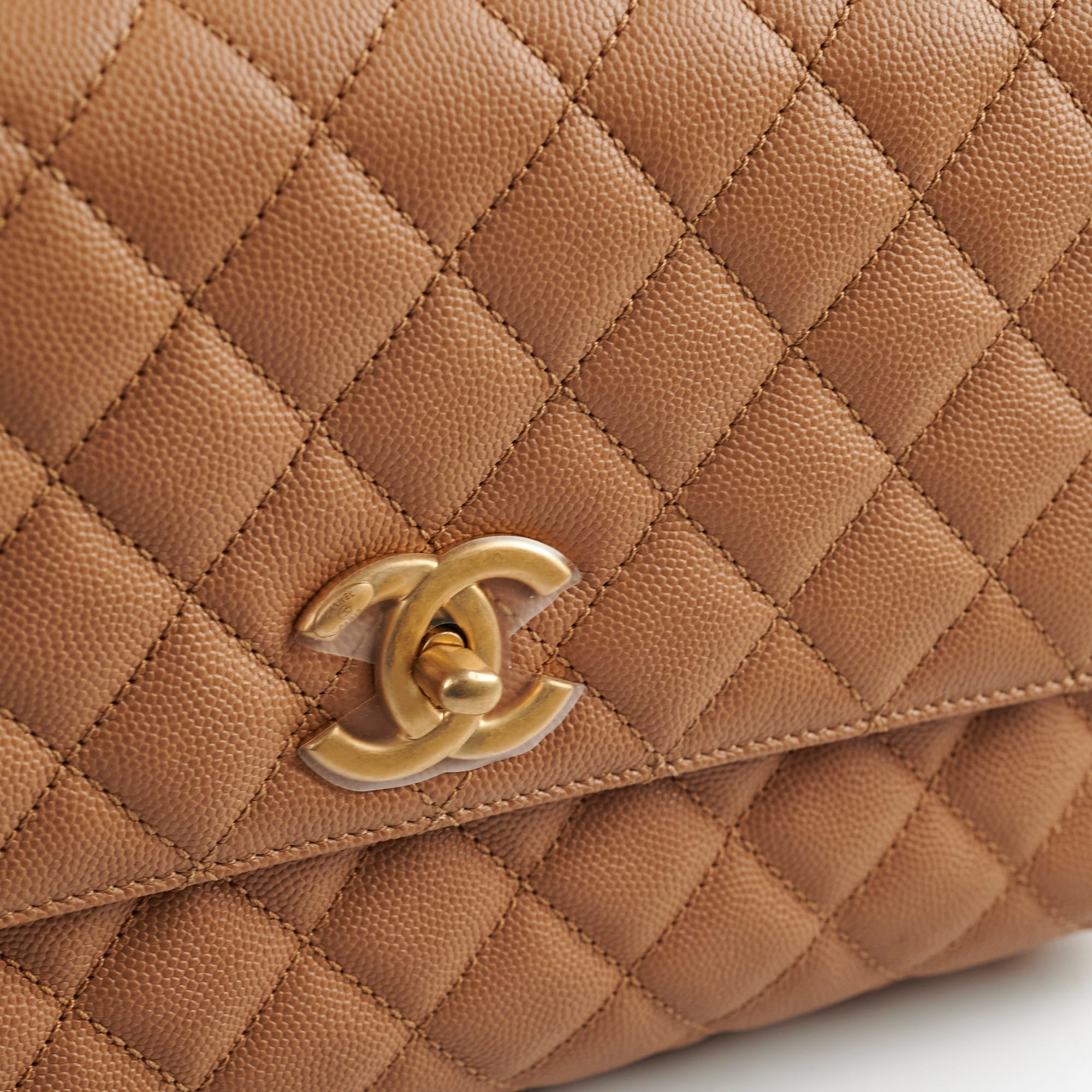 Chanel Medium Caviar Coco Handle Bag in Dark Beige - Luxury Designer Handbag for Women, Perfect for Work, Parties & Special Occasions