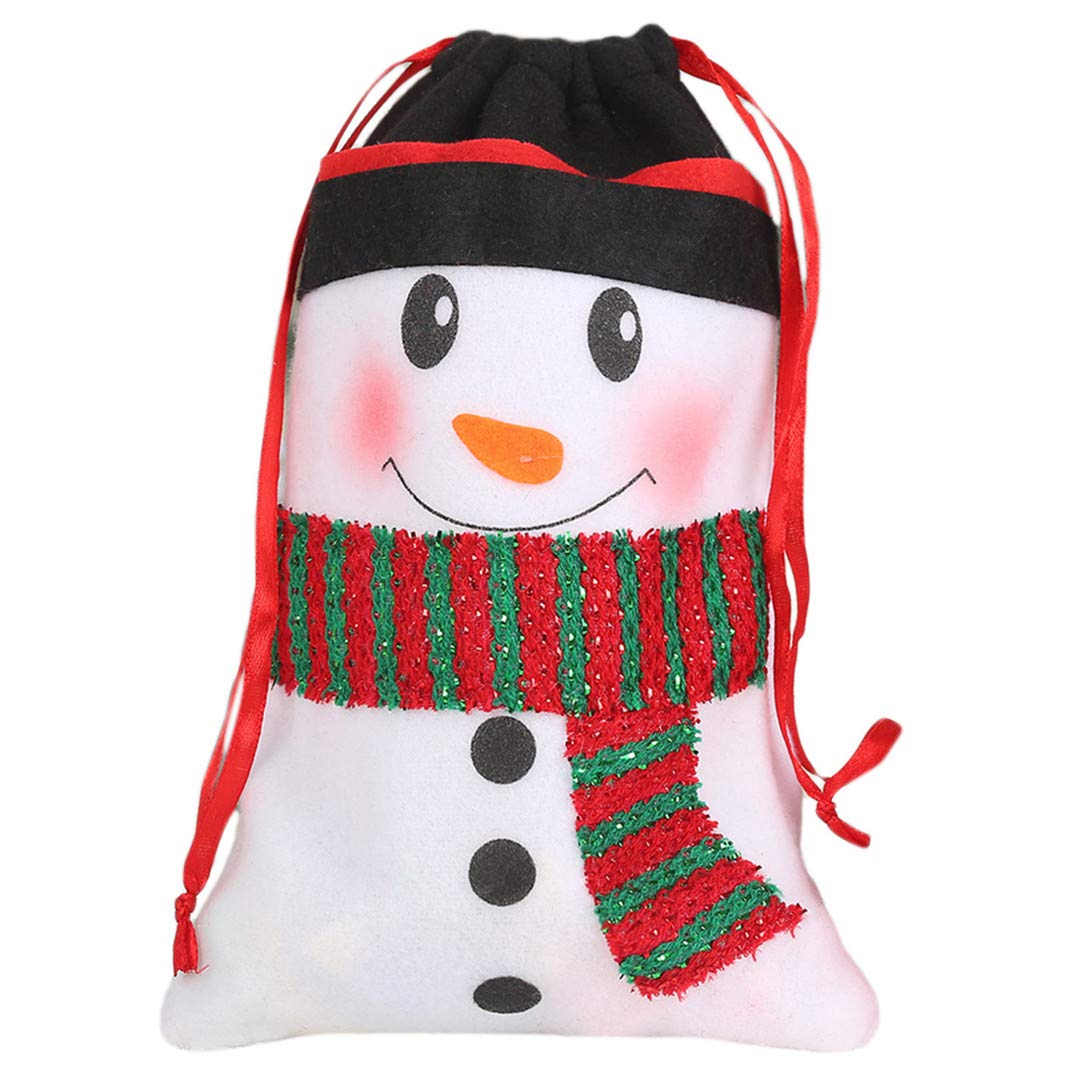 Underleaf Cartoon Christmas Candy Bags - Festive Fabric Drawstring Gift Pouches for Holiday Treats & Xmas Party Decorations - Perfect for Stocking Stuffers, Gift Exchanges & Christmas Tree Ornaments