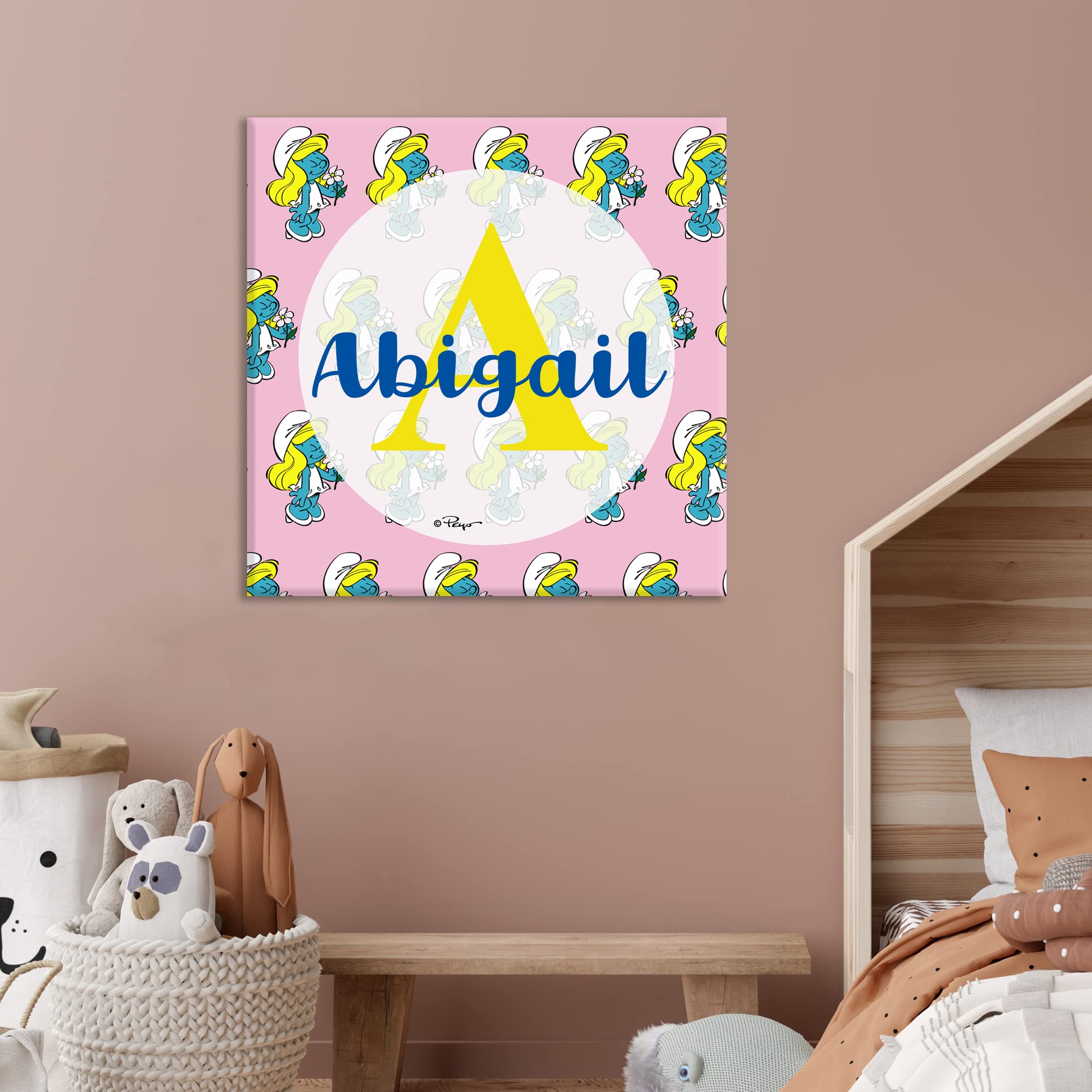 Personalized Smurfette Name & Initial The Smurfs PVC Wall Decor - Custom Nursery, Playroom & Party Sign - Multiple Size Options for Kids Room Decor & Birthday Party Supplies - Perfect for Baby Showers, Themed Parties & Children's Bedrooms