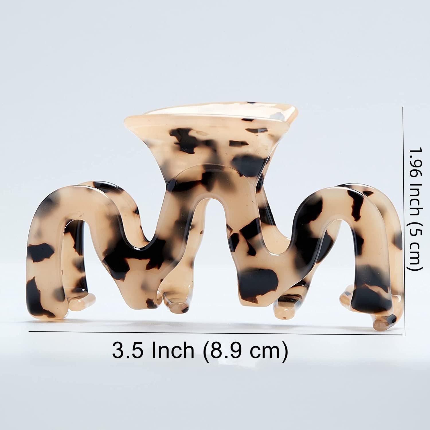 Large 3.5 Inch Tortoise Shell Hair Claw Clips - 2 Pack Cellulose Acetate Hair Clips for Women, French Design Checkered Jaw Clamps | Perfect for Updos, Ponytails & Everyday Hairstyles
