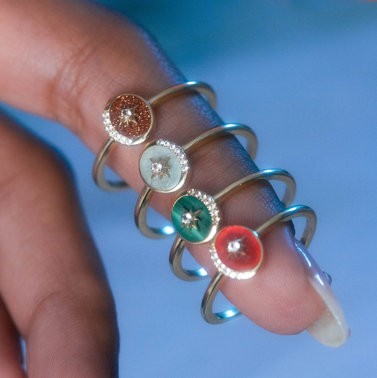 Solid Gold Crystal Crescent Moon Ring for Manifestation & Spiritual Healing - Perfect for Meditation, Yoga, and Gift Giving