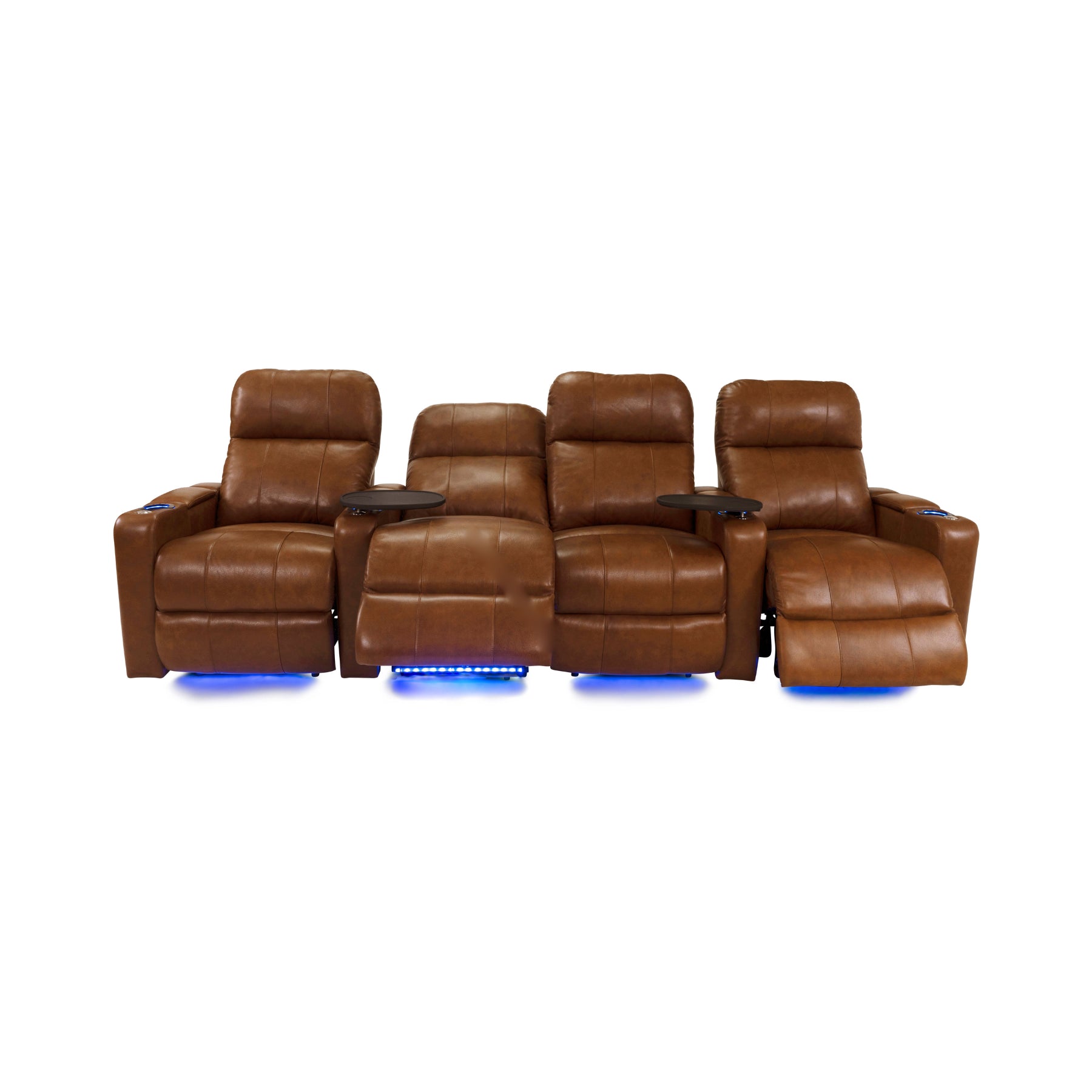 RowOne 4-Piece Recliner Set - Ultra Soft Fabric Sectional Sofa with Cup Holders and USB Ports | Perfect for Living Room, Home Theater, and Family Gatherings