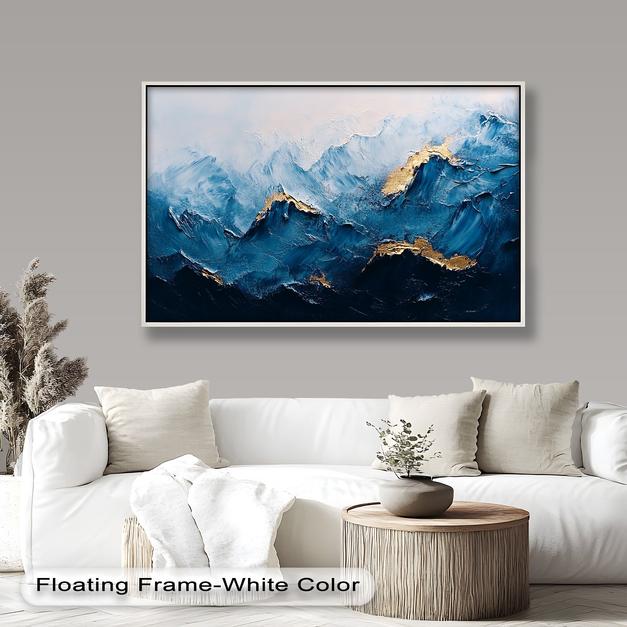 Blue Ridge Art - Handmade Abstract Mountain Oil Painting on Canvas for Home & Office Wall Decor